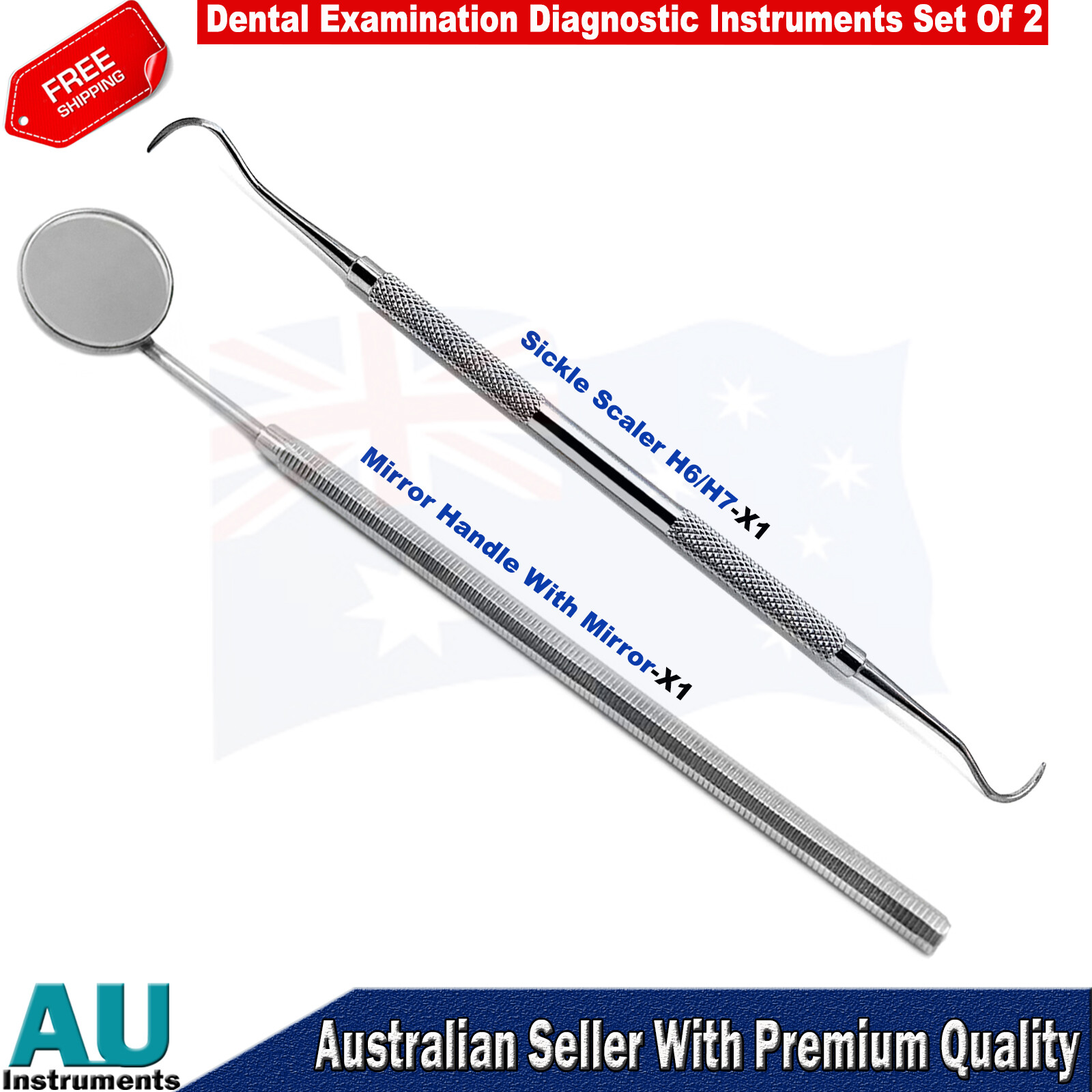 Dentists Oral Surgery Hygiene Instruments Mirror Handle Sickle Scaler H6/H7 New