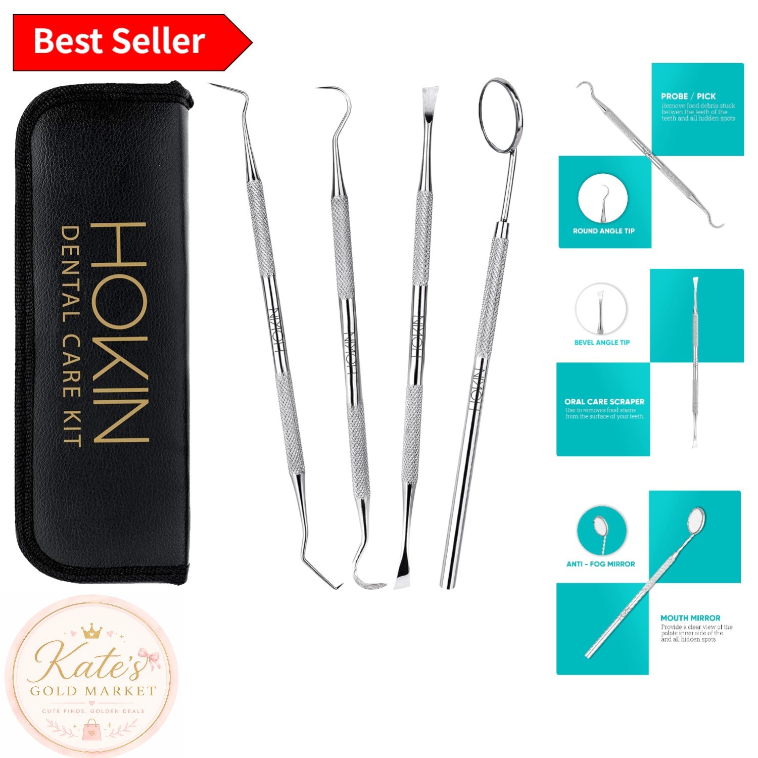Portable 4-Pc Stainless Steel Dental Care Kit – Perfect for Home and Travel