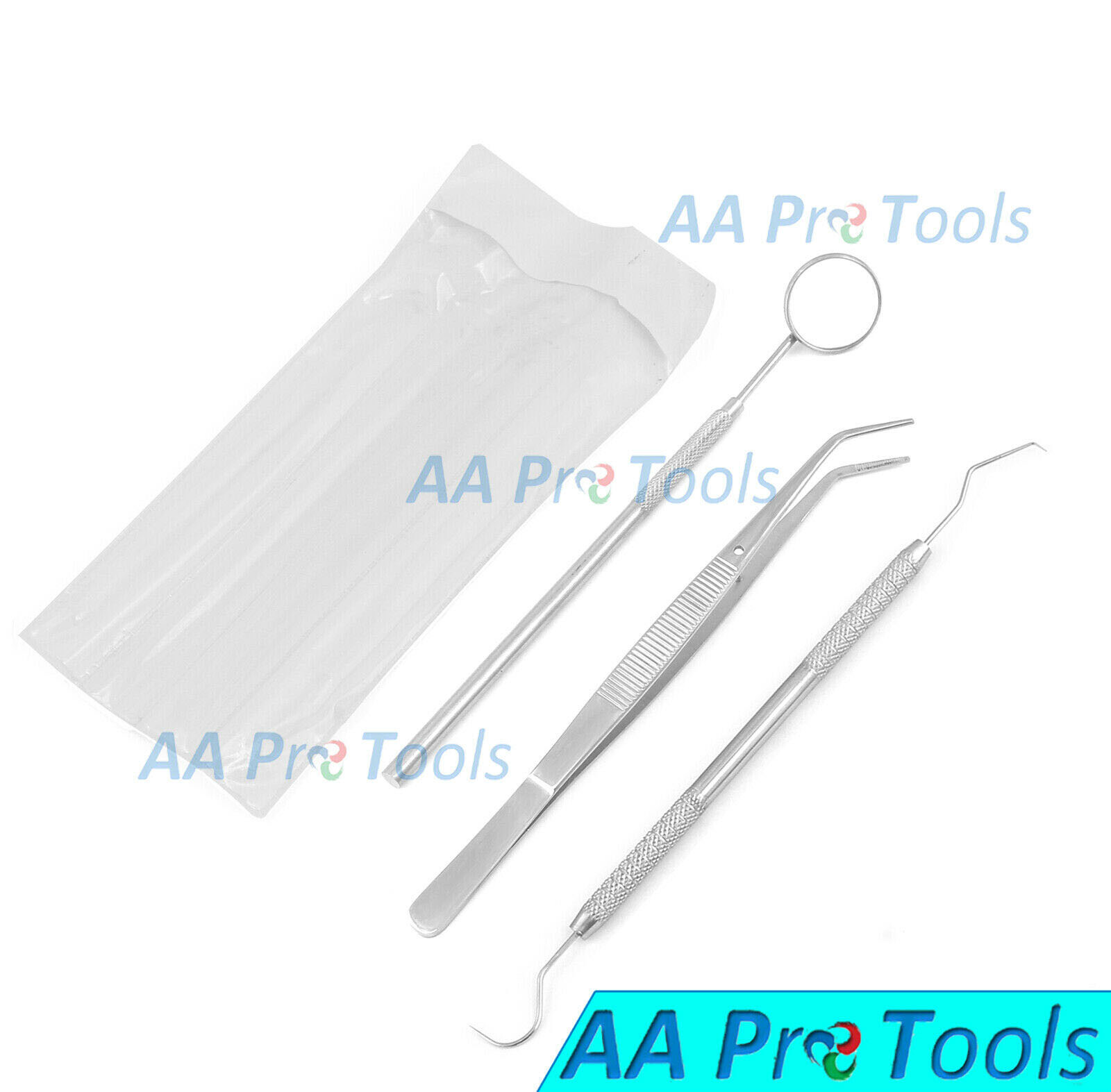 3-Pc Dental – Explorer Probe Dental Examination Mirror & College Pliers Set