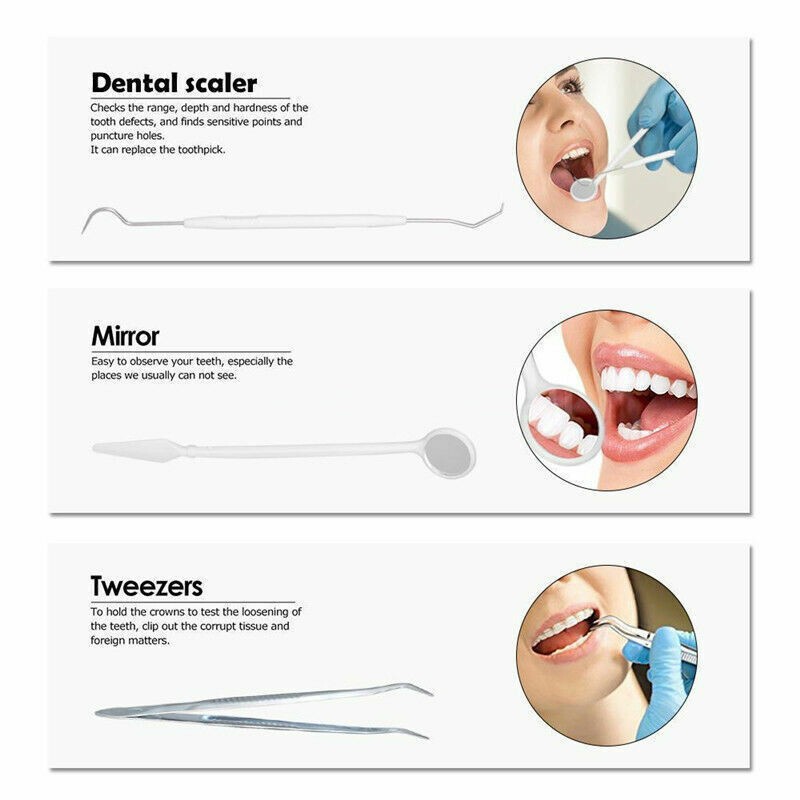 3Pcs/Pack Dental Disposable Stainless Steel+ Plastic Mouth Mirror Tweezers Probe
