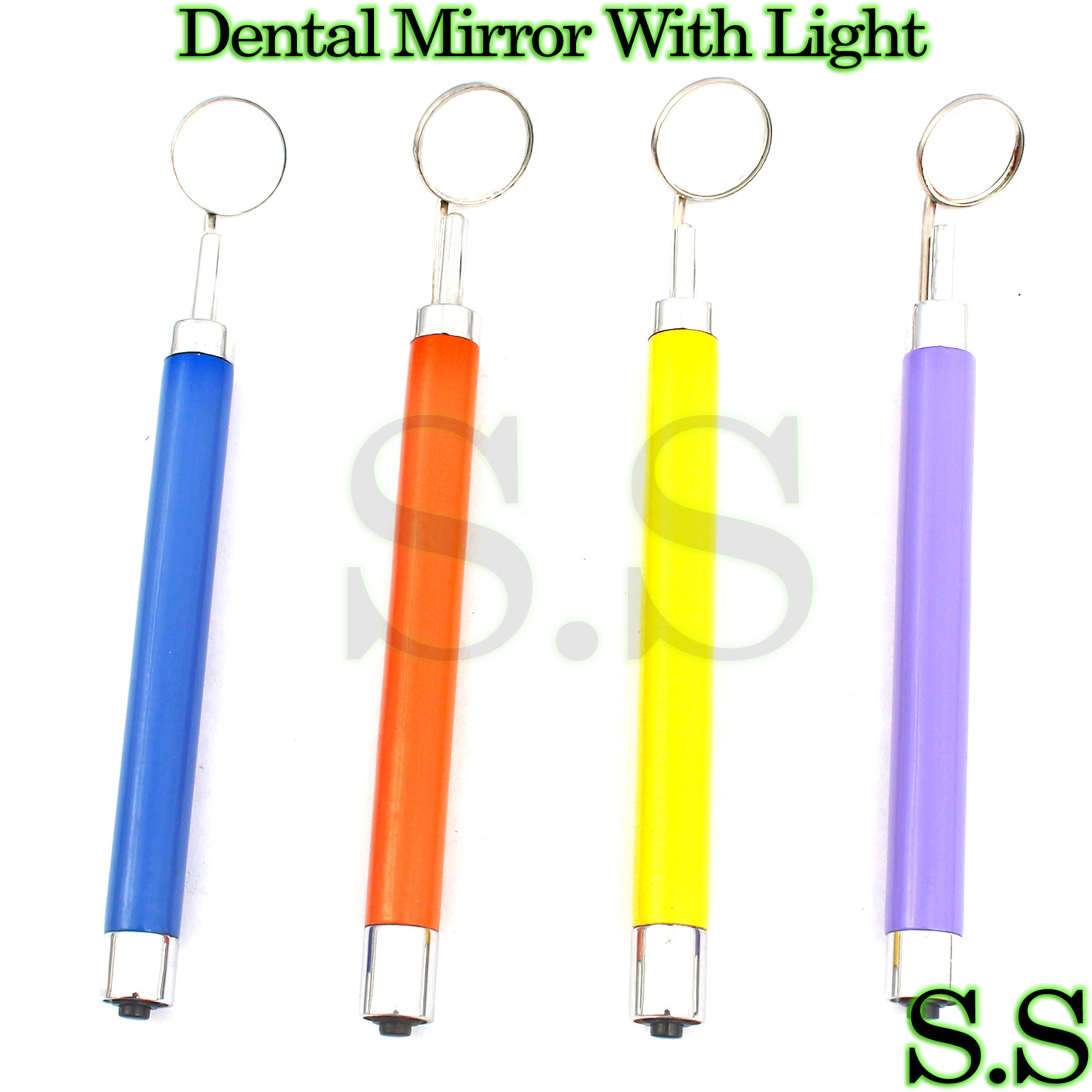 Set Of 4 Pieces Dental Mirror WITH LIGHT (Mix Color) Dental Instruments