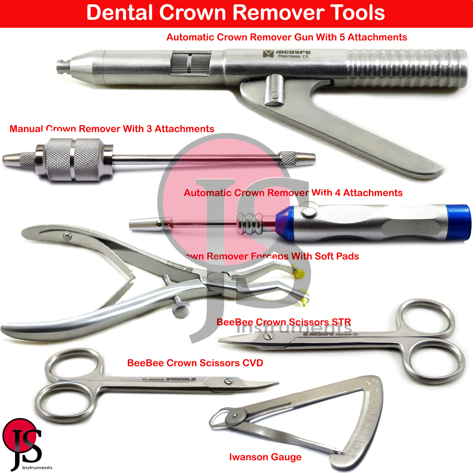 Crown Removal Instruments Temporary Crown Remover Forceps Caliper Scissors