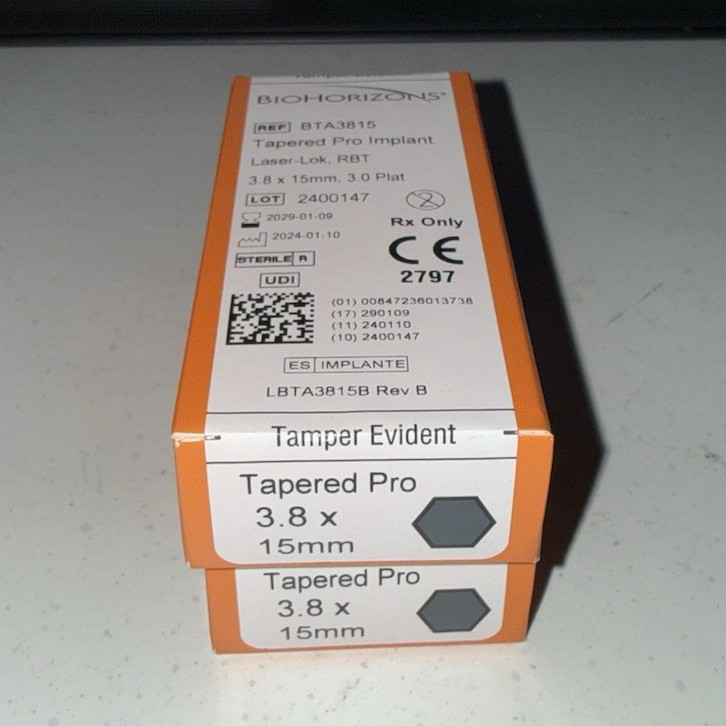 BioHorizons BTA3815 Tapered Pro Implant Laser-Lok RBT 3.8 x 15mm