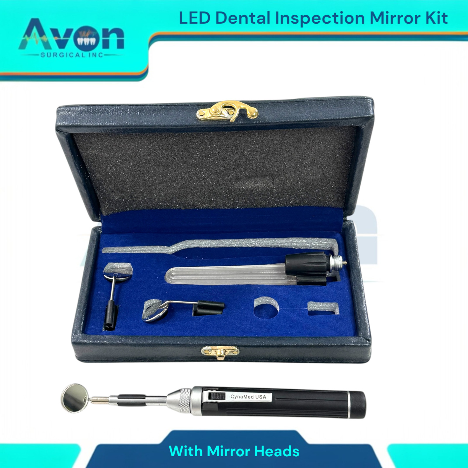 Dental Inspection Examination Mirror with Mirror Head Attachments, LED