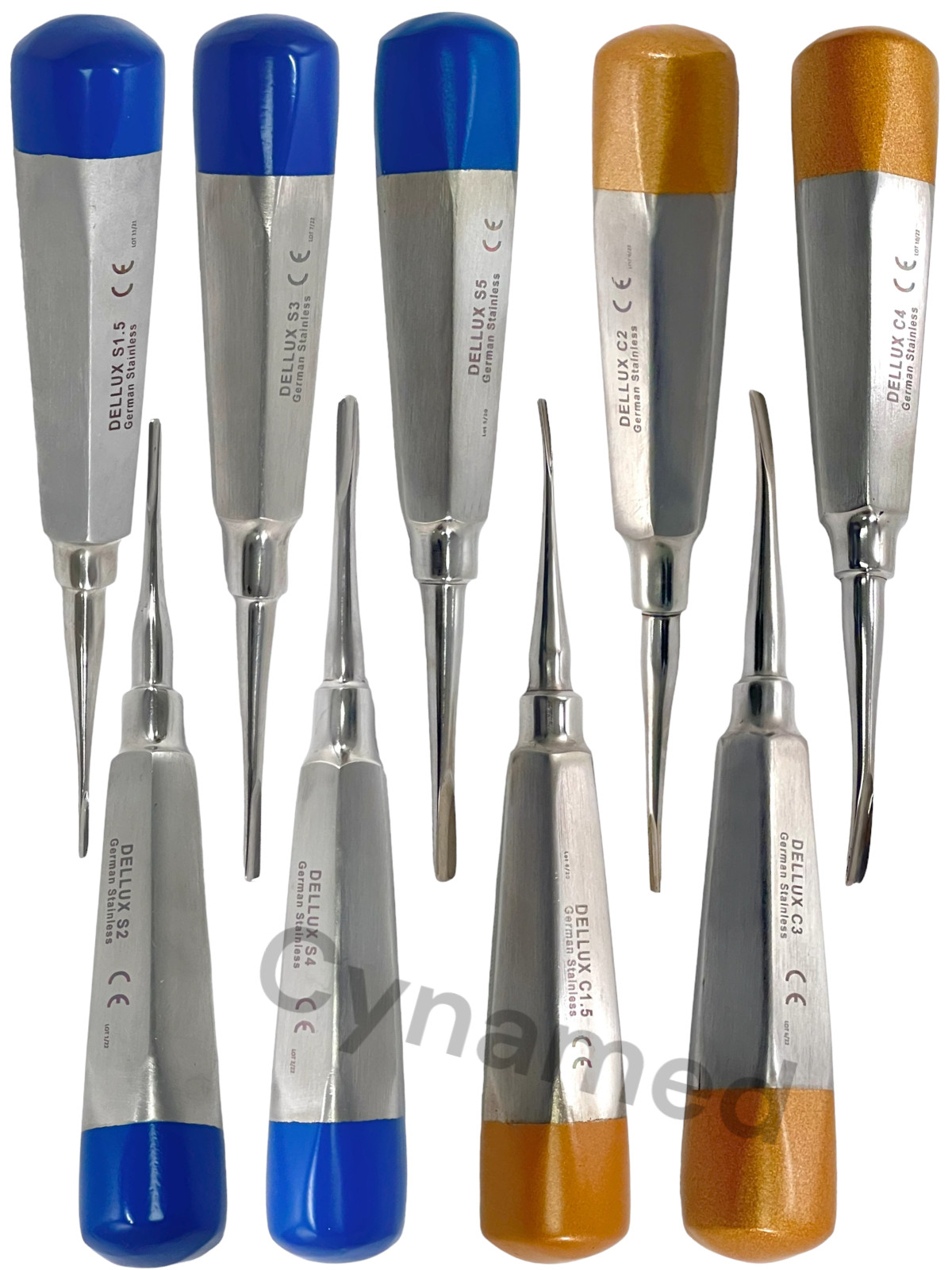 GERMAN DENTAL ELEVATOR EXTRACTING LUXATING APICAL ROOT ELEVATOR SET 9 STR/CVD