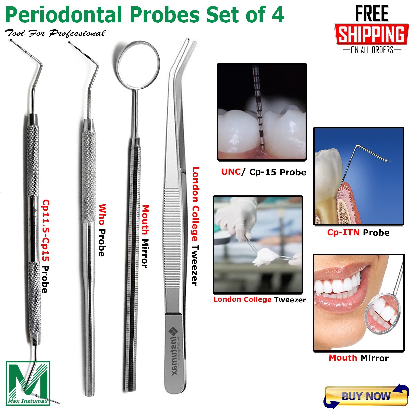 Dental Students Examination Tools kit WHO Probe CP-15/11.5 Pocket Probes Set
