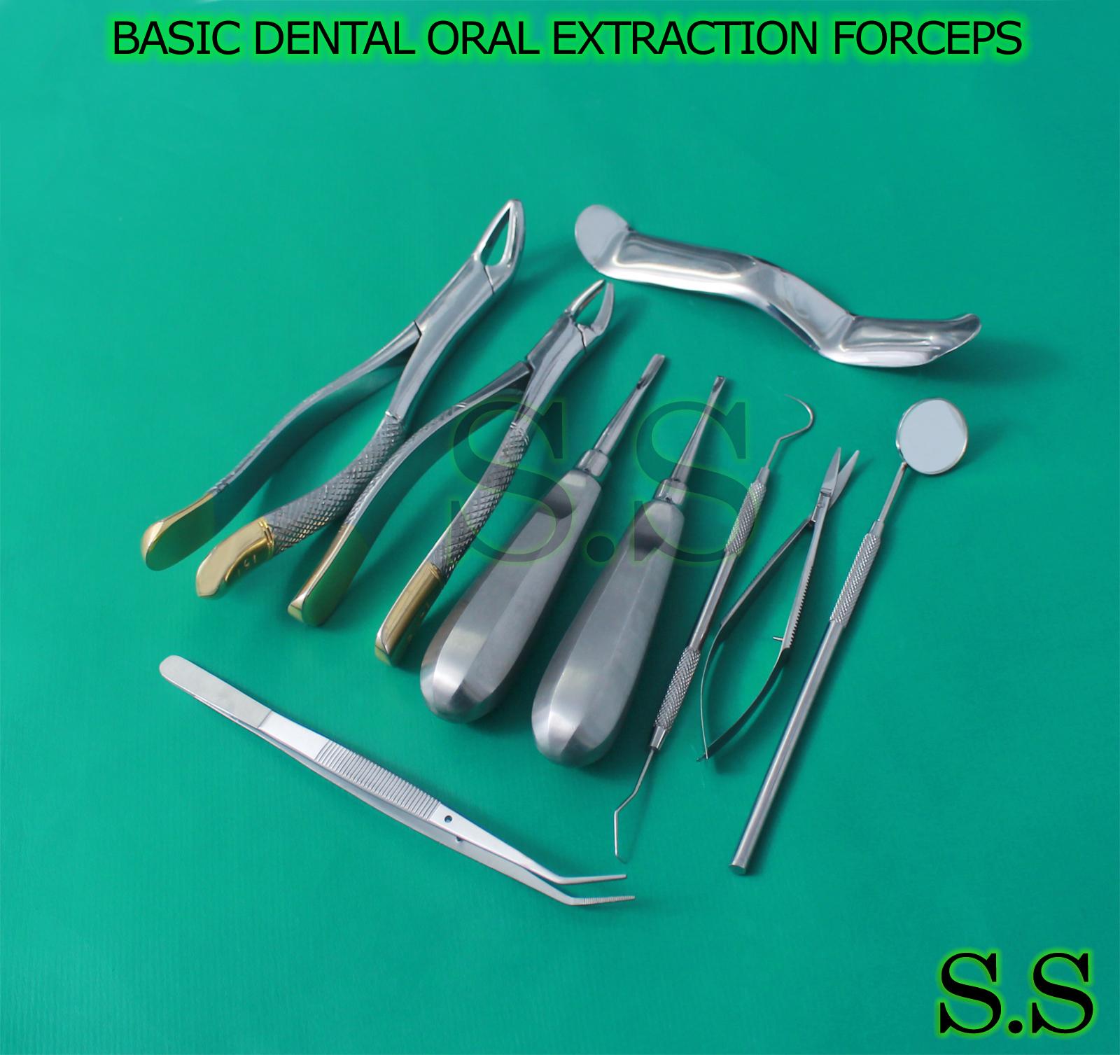 10 PCS BASIC DENTAL ORAL EXTRACTION FORCEPS ELEVATORS KIT