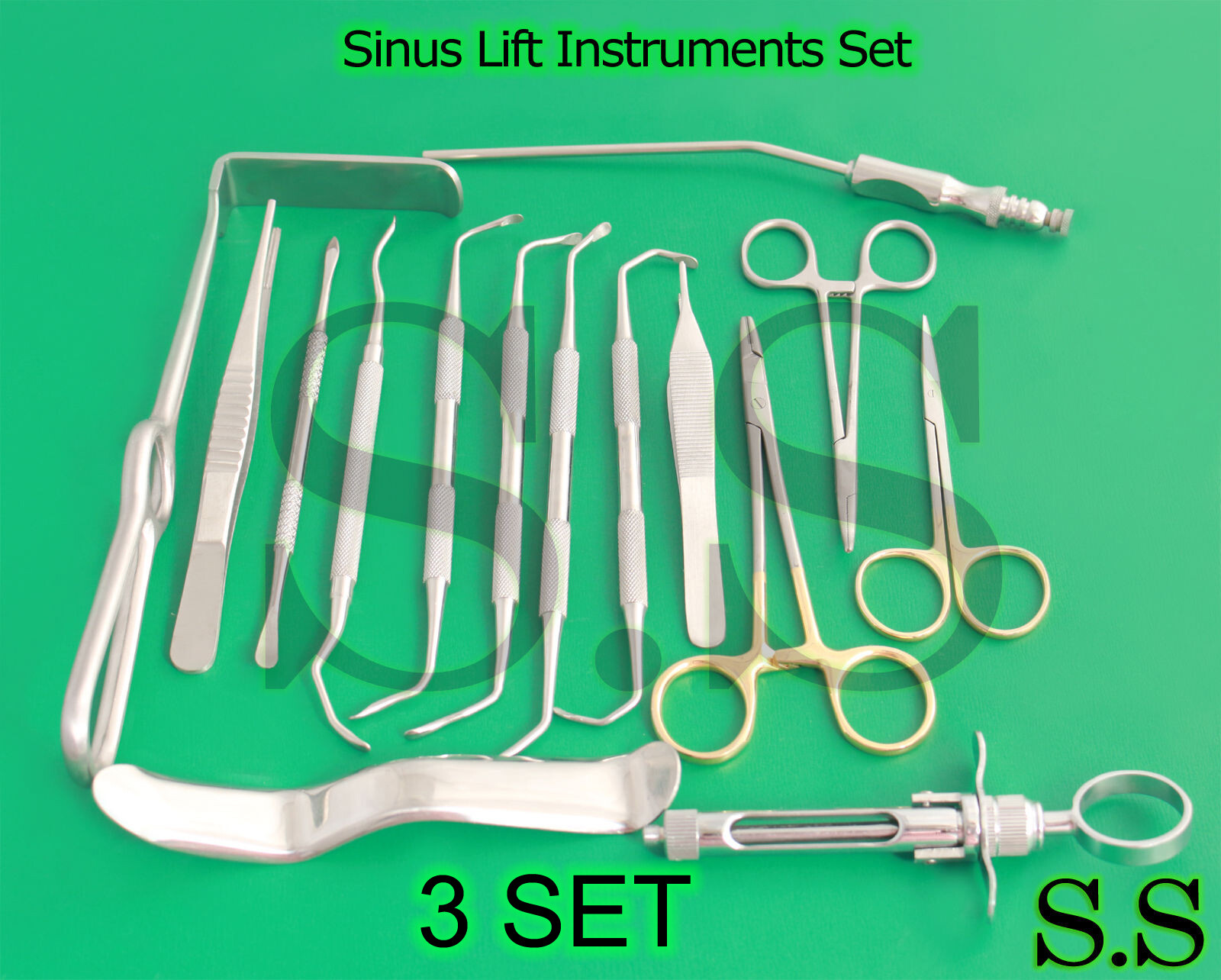 3 Set of 17 pcs Sinus Lift Instruments Set Kit Implant Dental Dentistry DN-330