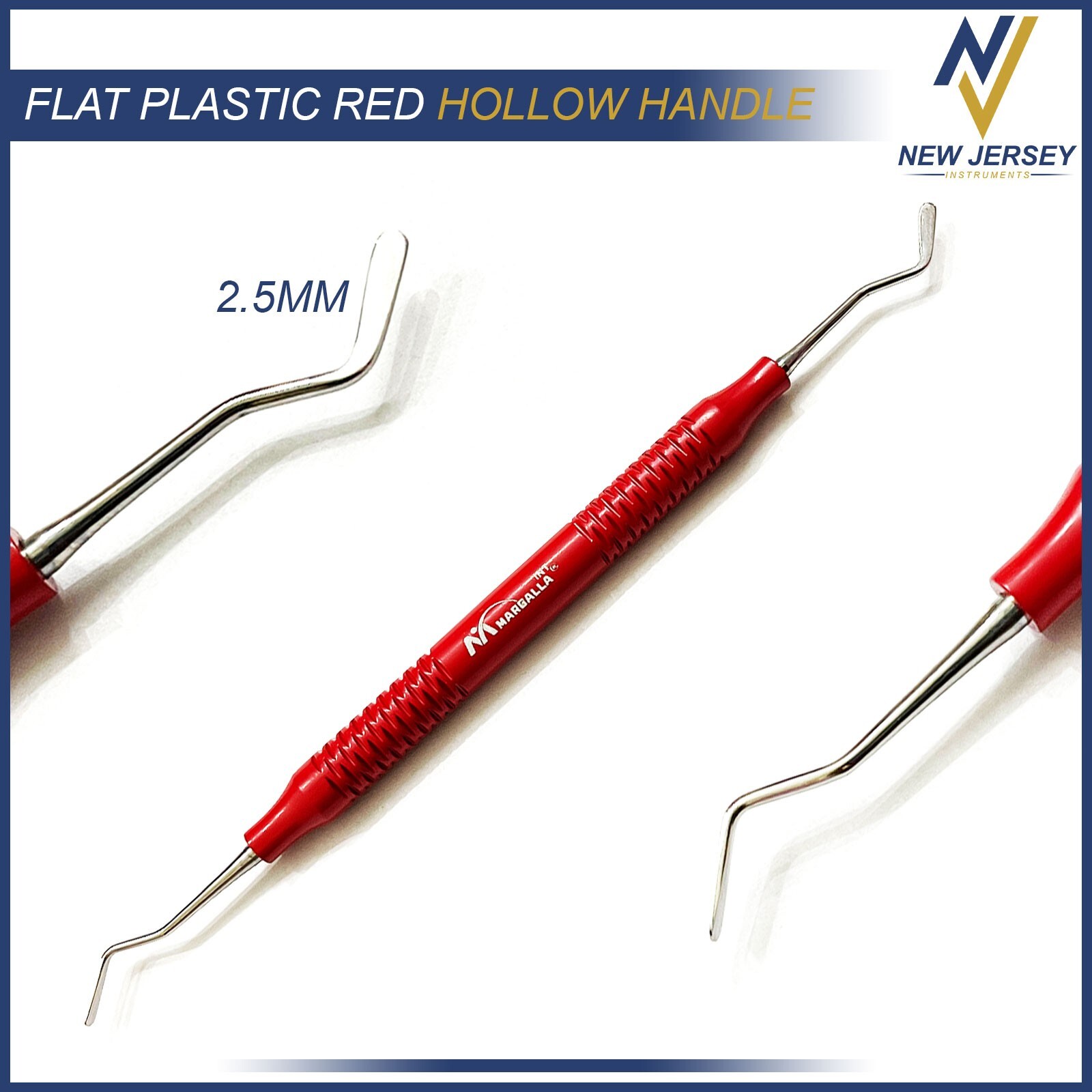2.5mm Flat Plastic Filling Instruments Dental Composite Resin Red Hollow Handle