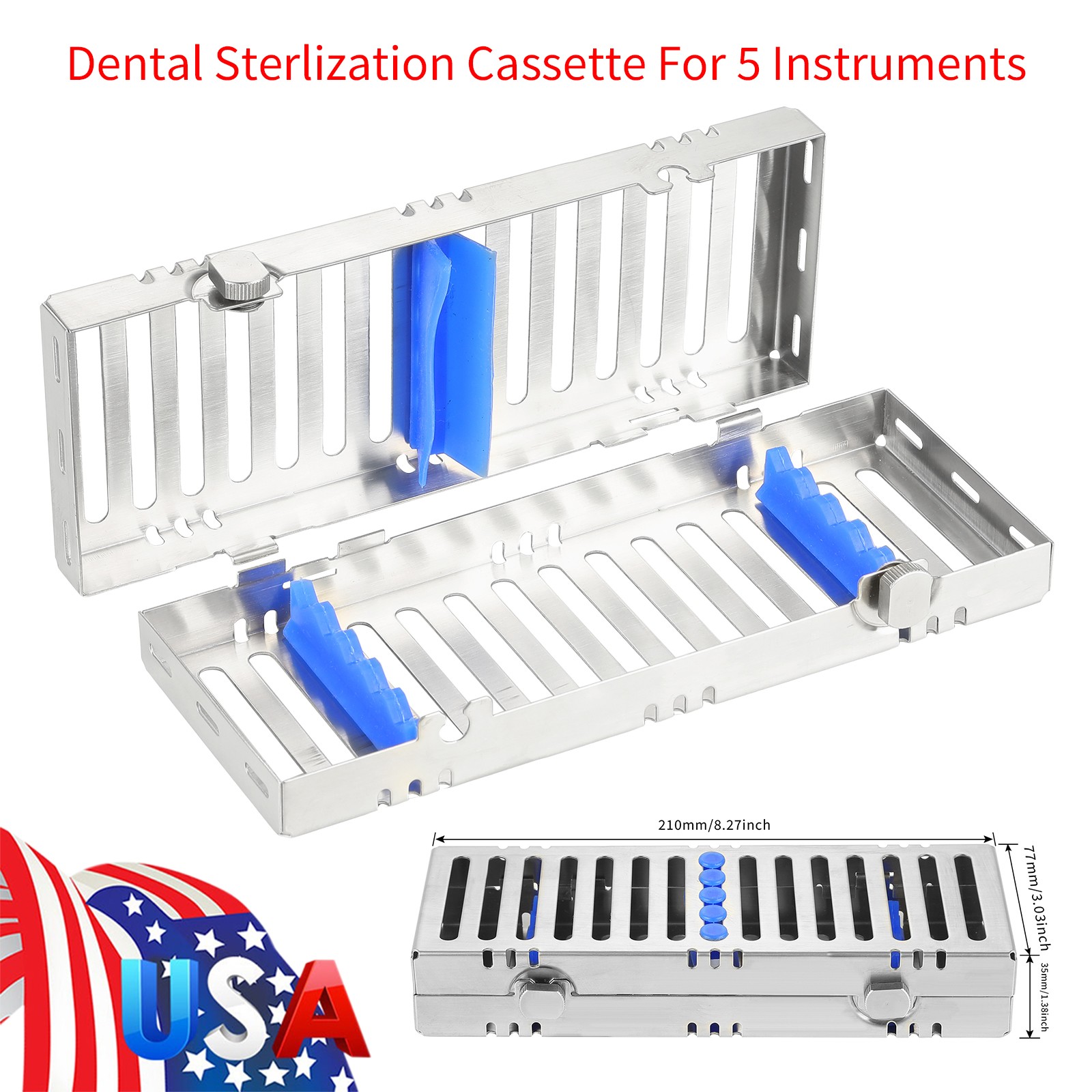 1 SANDENT DENTAL AUTOCLAVE STERILIZATION CASSETTES RACKS BOX FOR 5 INSTRUMENTS