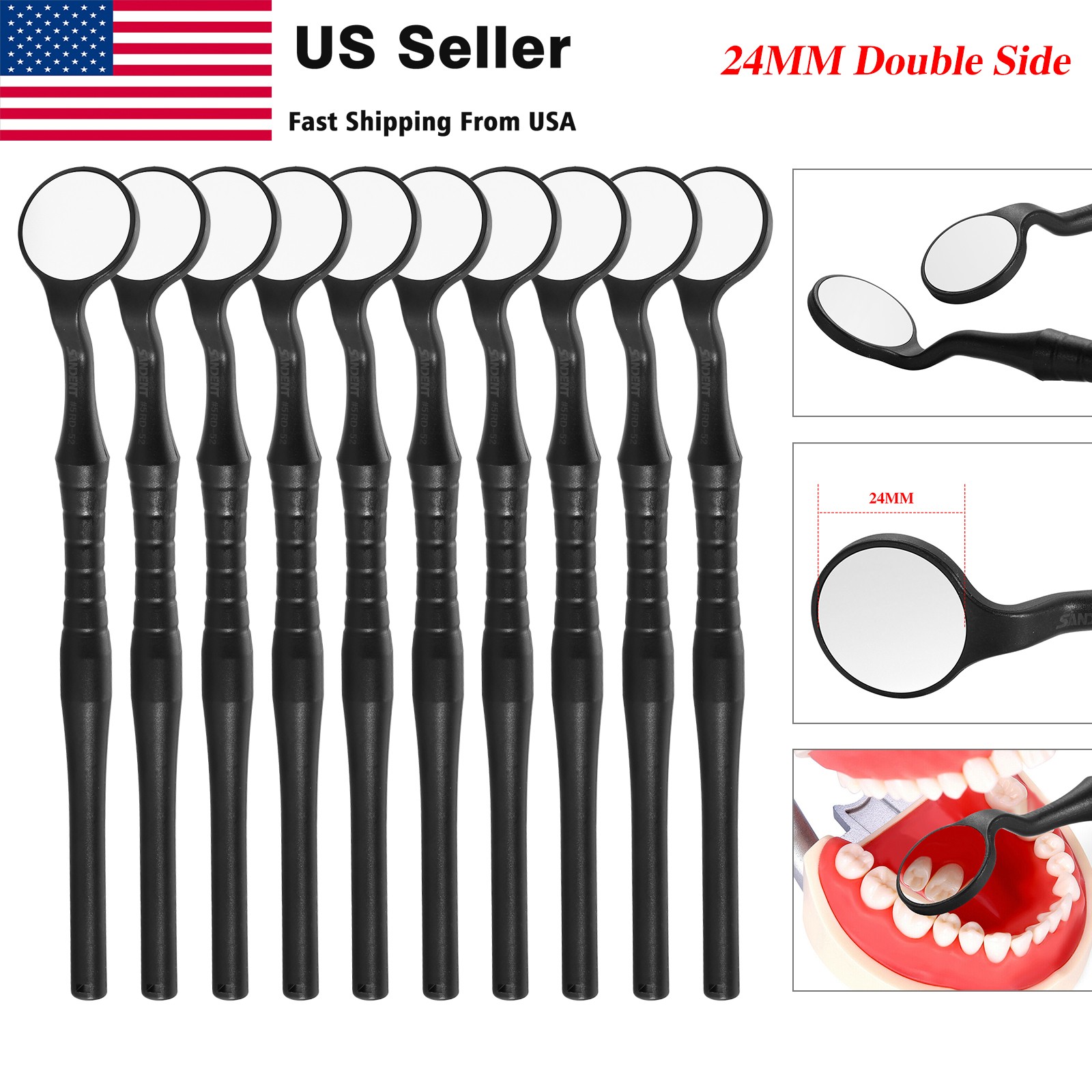 10PCS Dental Mouth Mirrors Plastic Mouth Exam Mirror Reflector Multi Colors