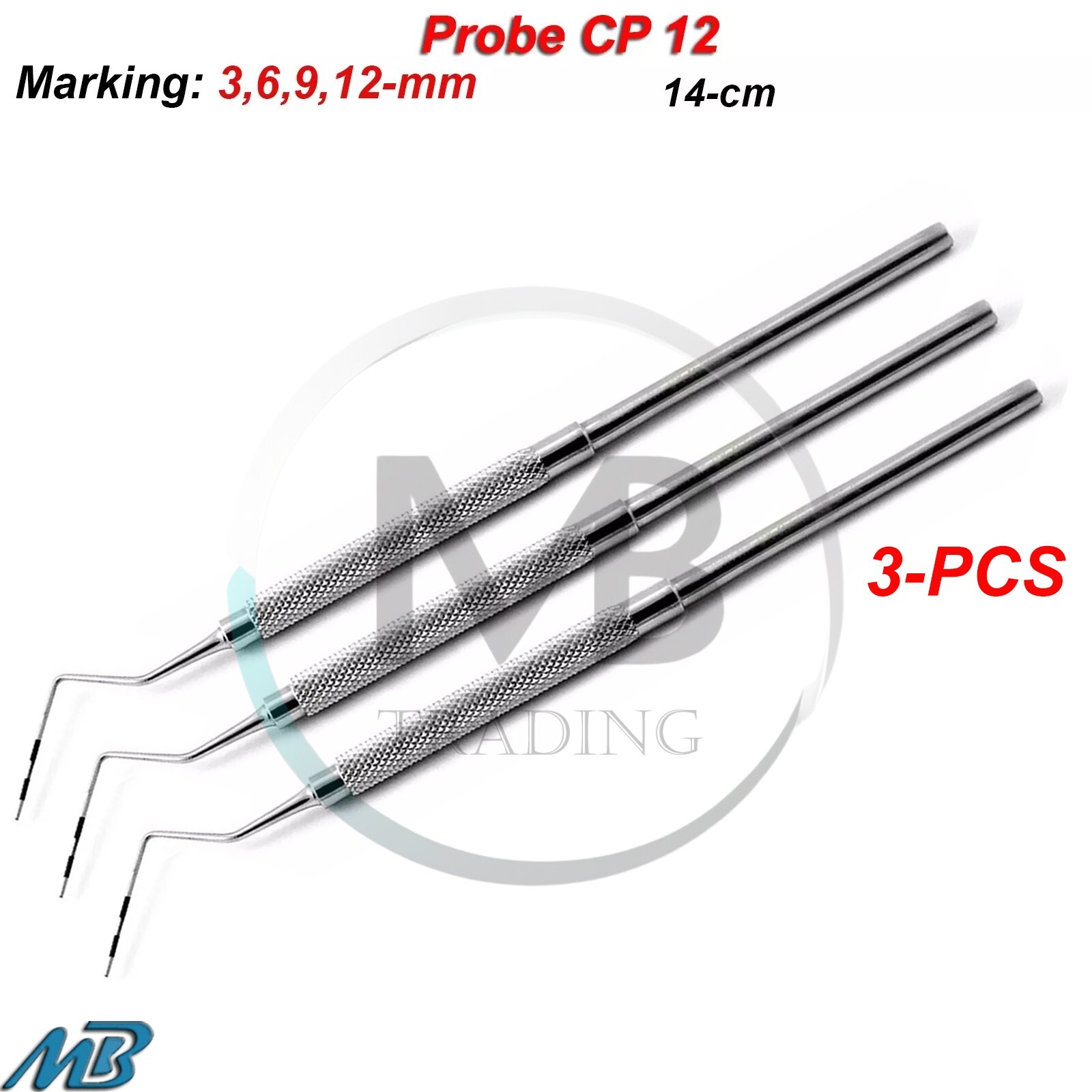 Dental Examination Periodontal Color Coded Tooth Depth Measuring Probe CP-12 Lab