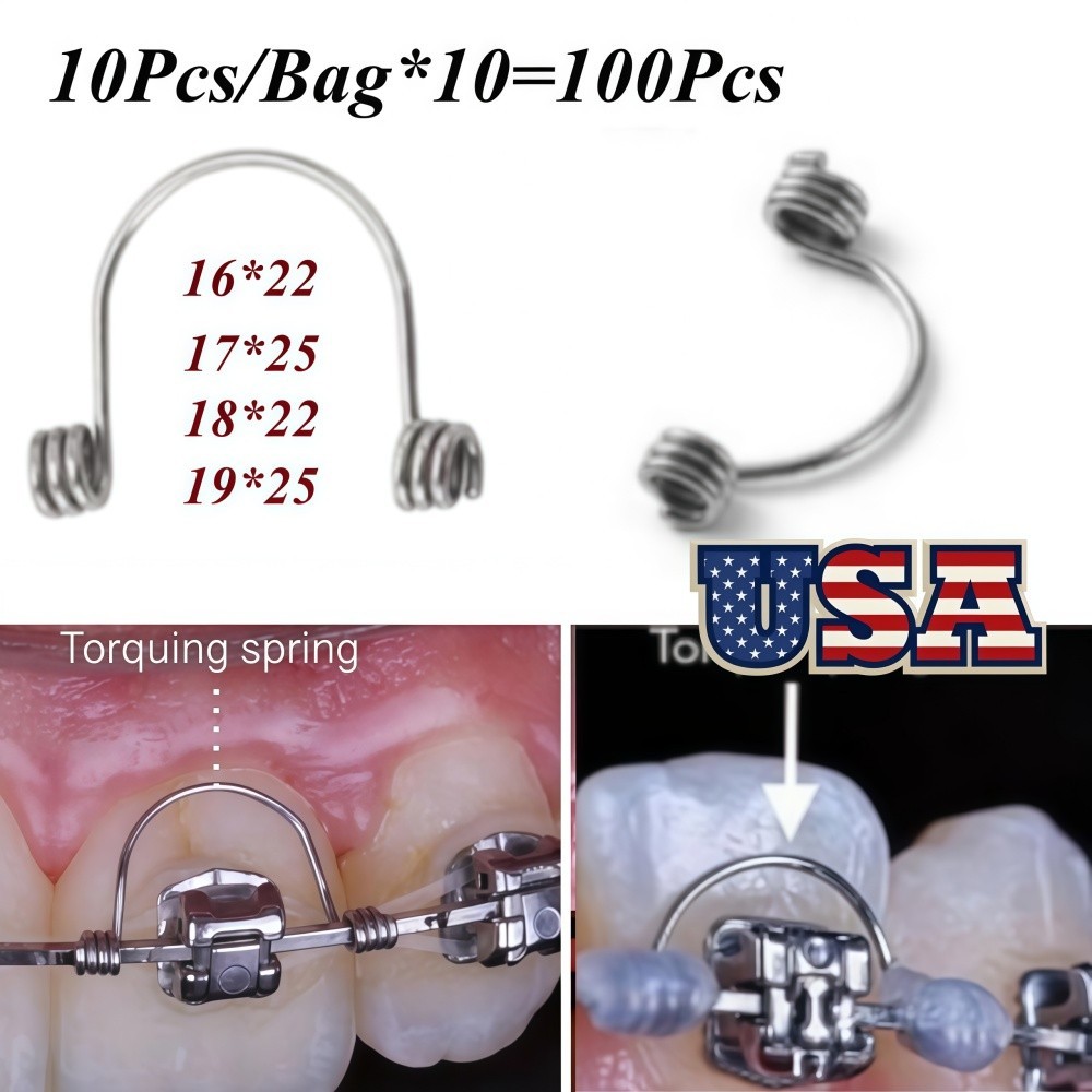 100× Dental Torque Spring Orthodontic Anterior Teeth Torque Rectangular Springs