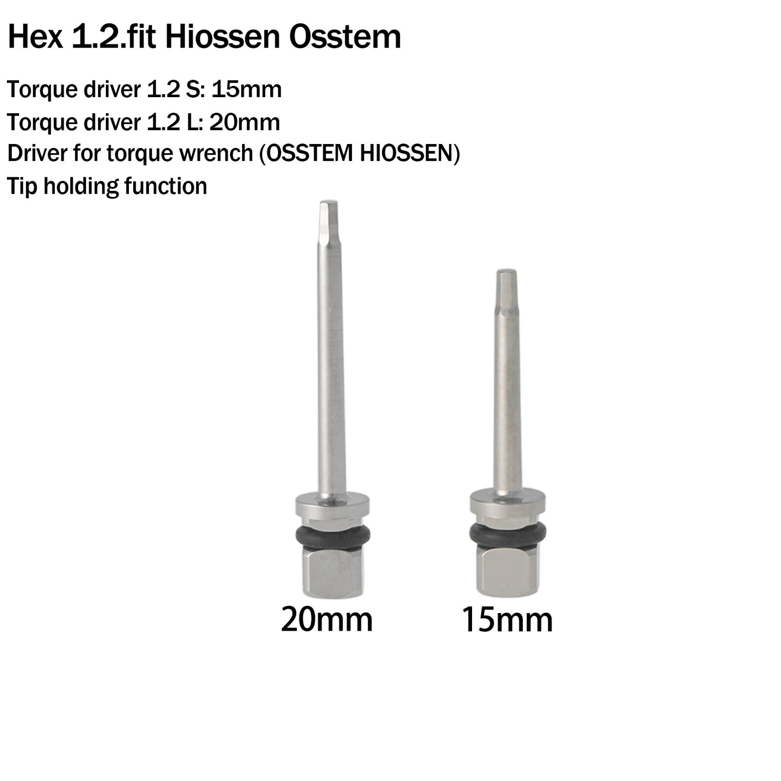 Implant Torque Driver Hex 1.2mm Square Screwdriver Fit Hiossen Osstem 15mm 20mm