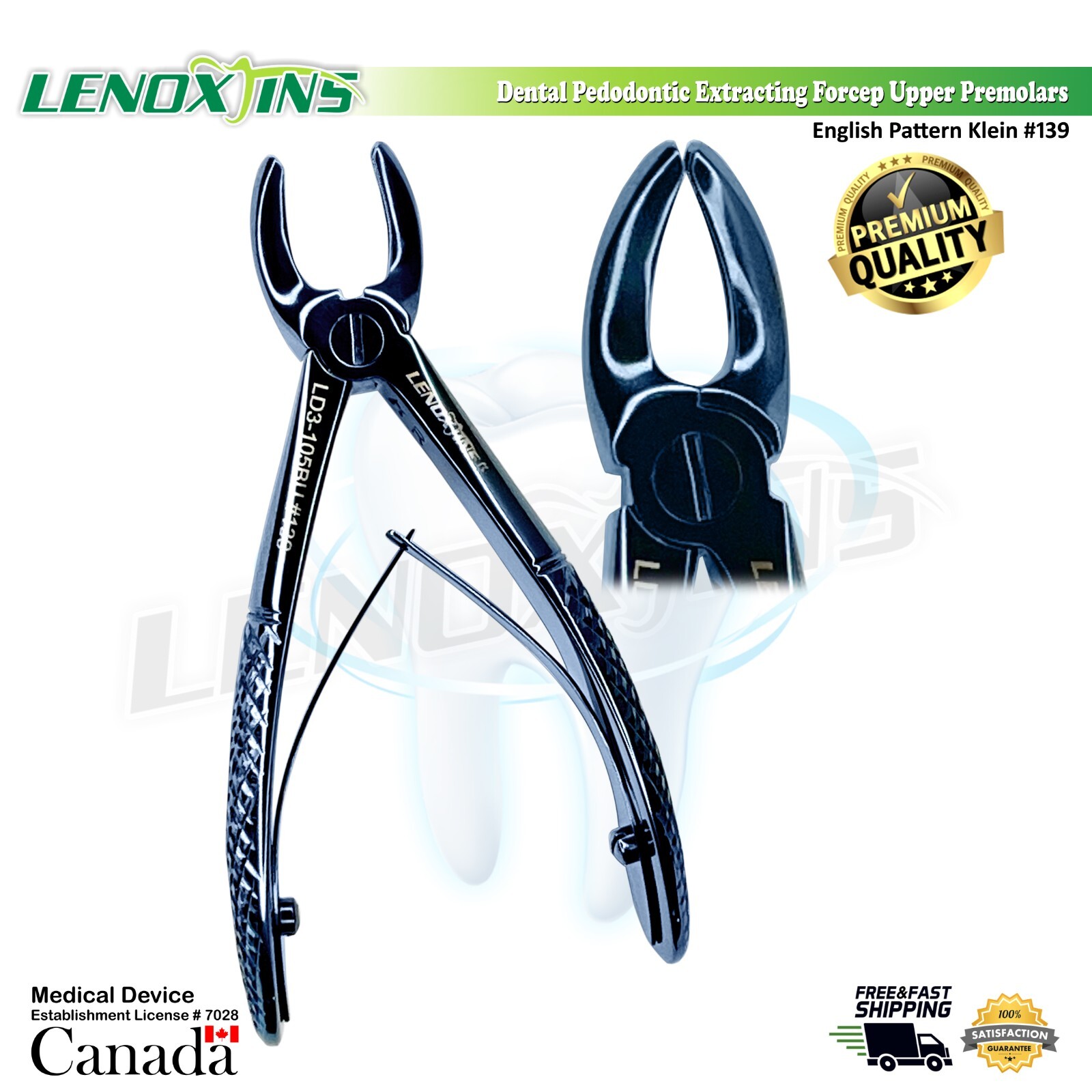 Baby Extracting Forceps Upper Pre Molars- German Stainless Steel, Blue Titanium