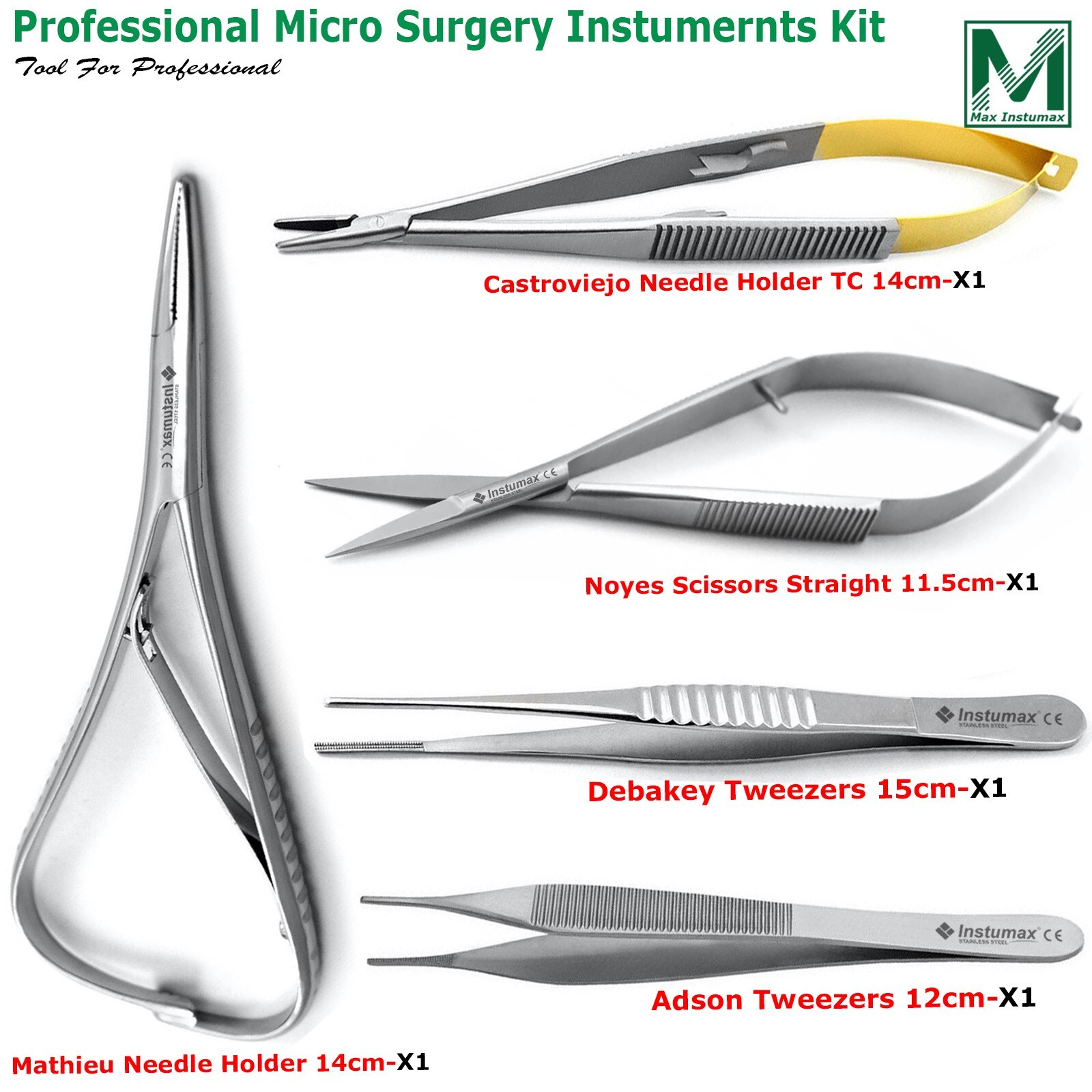 Micro Surgery Dental Instruments Kit Castroviejo Needle Holder Surgical Scissors