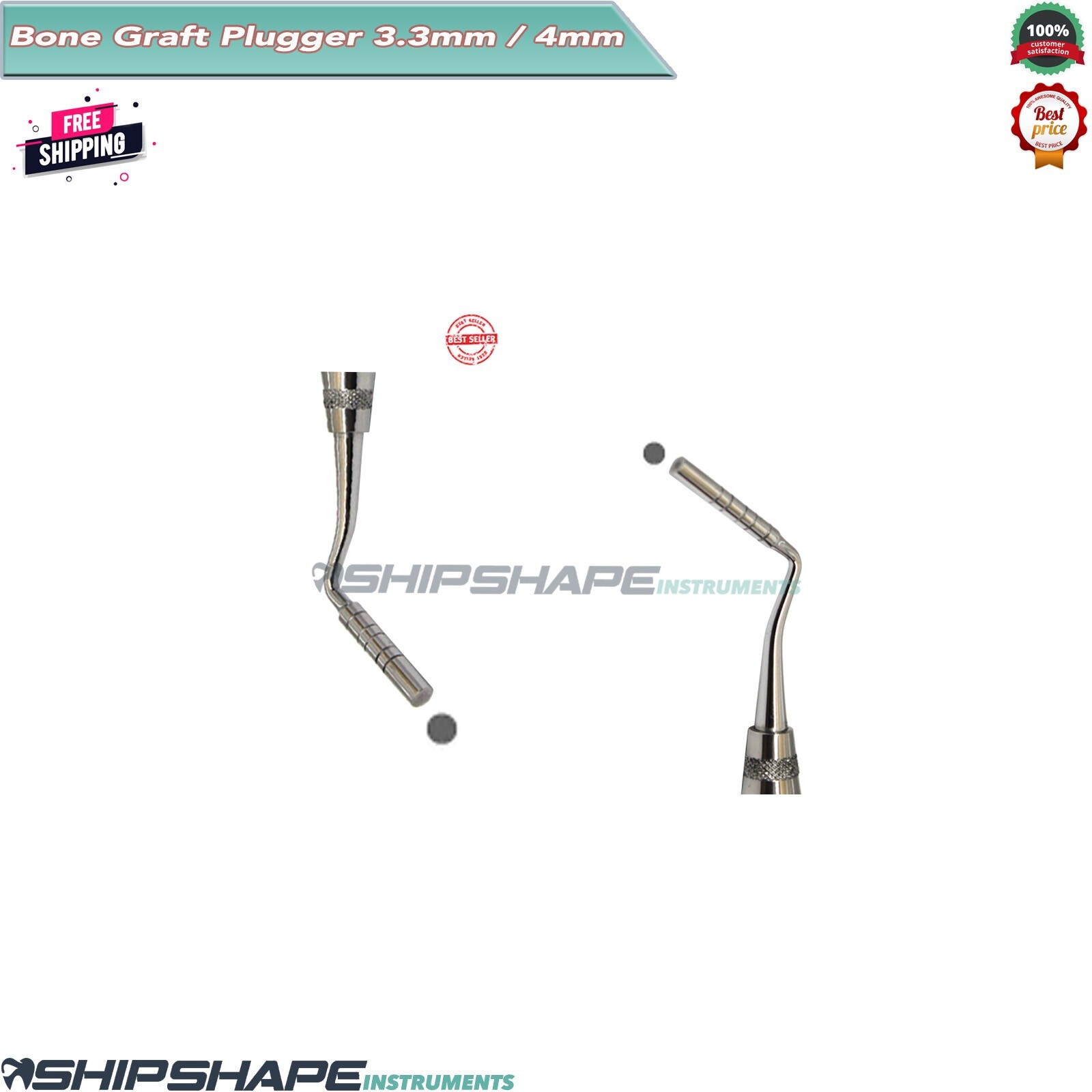 Bone Graft Plugger 3.3mm – 4mm Compactor, Packer Implantology Dental Instruments
