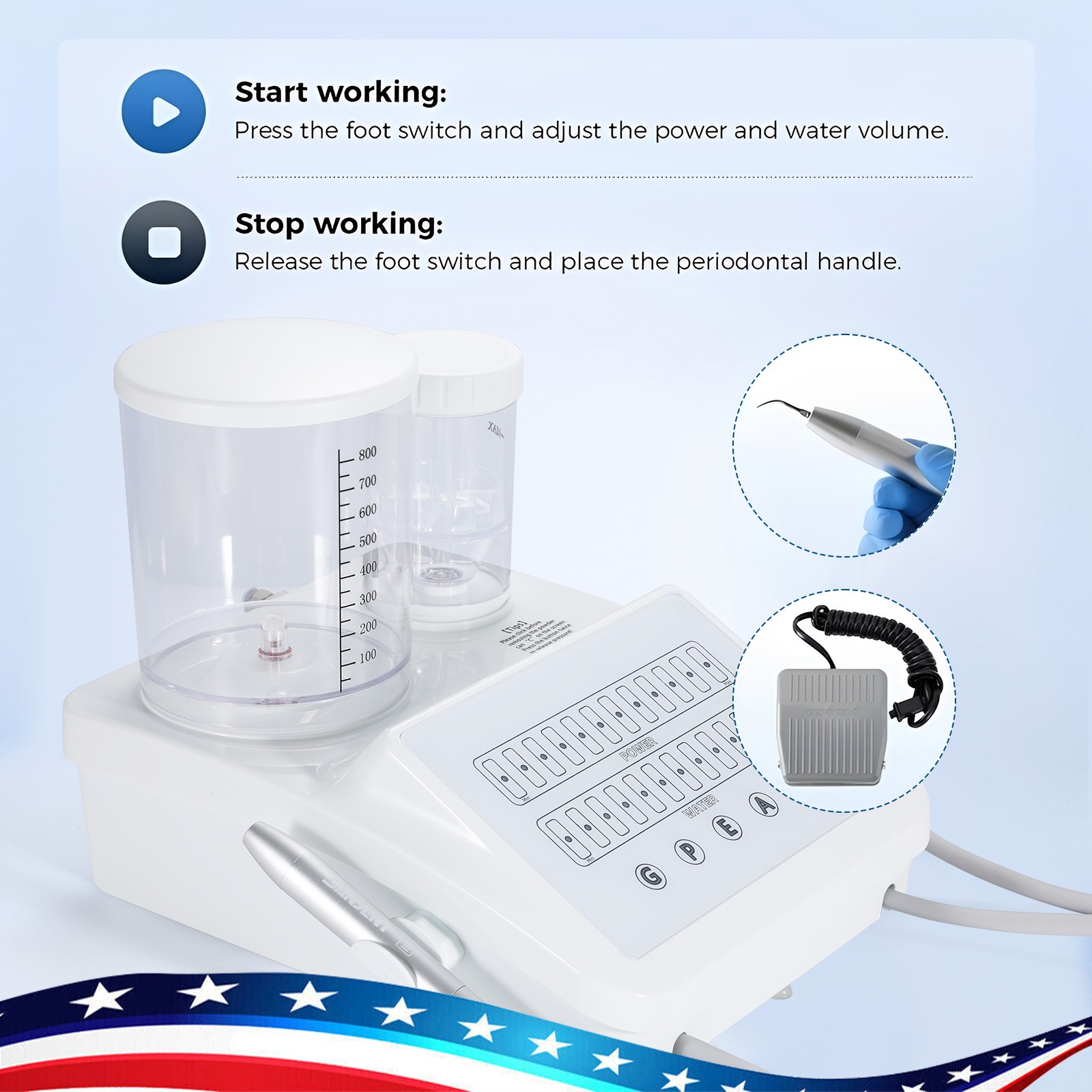 Dental Ultrasonic Scaler Air Polisher 2 in 1 Therapy System/Air Scaler Handpiece