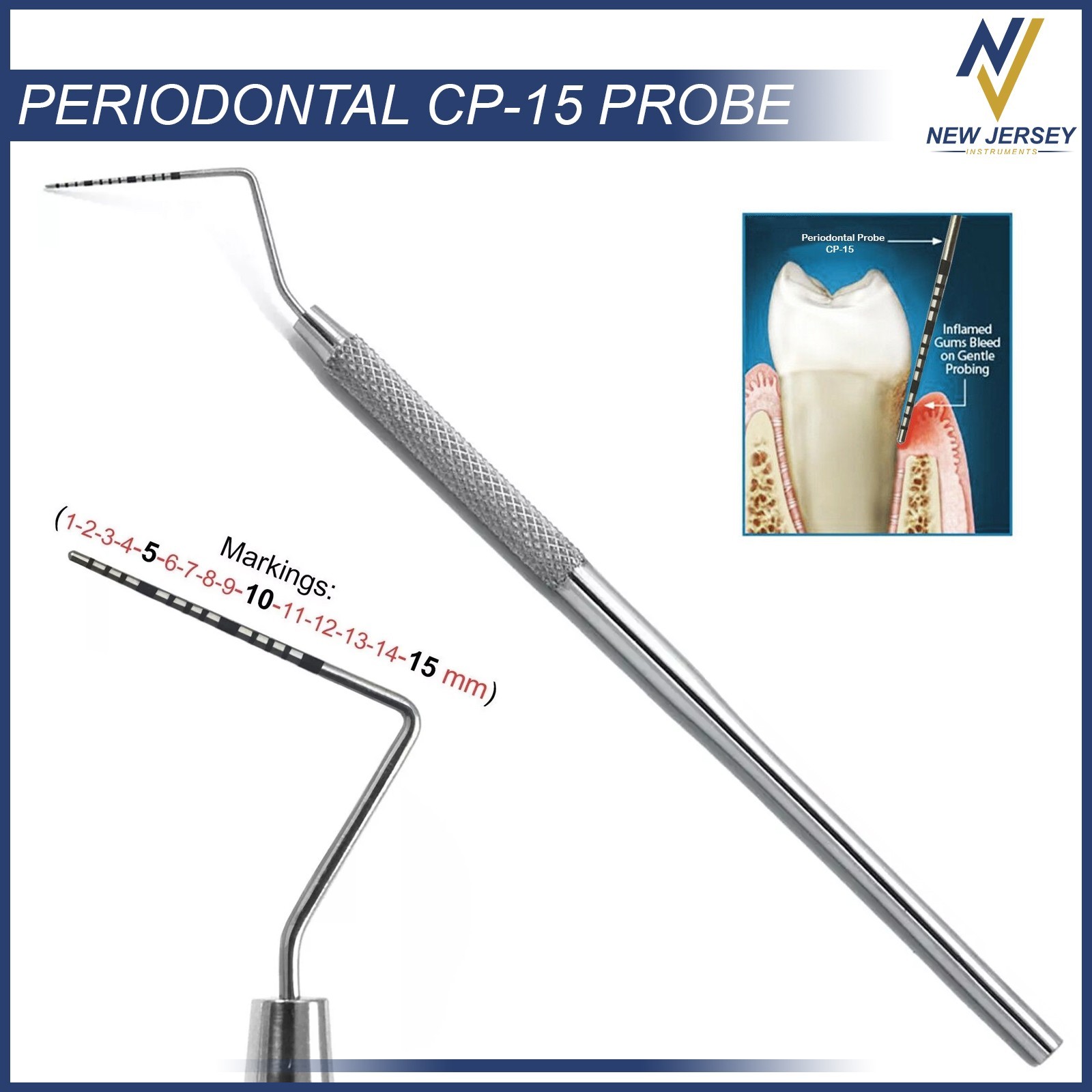 Probes Periodontal CP-15 UNC Hygienist Dental Measure Pocket Depth Perio Probe