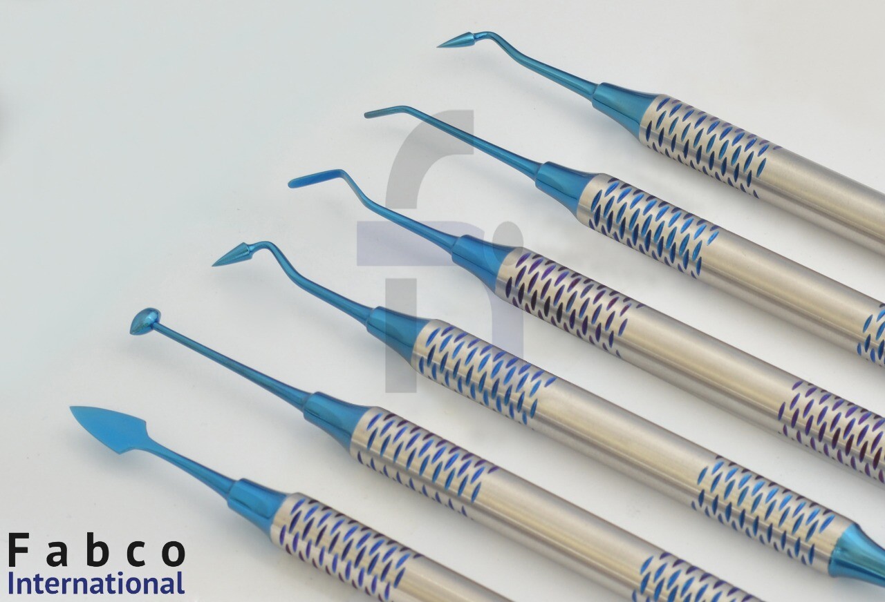 New Dental Composite Filling Instrument Blue Titanium Coated Restorative Kit