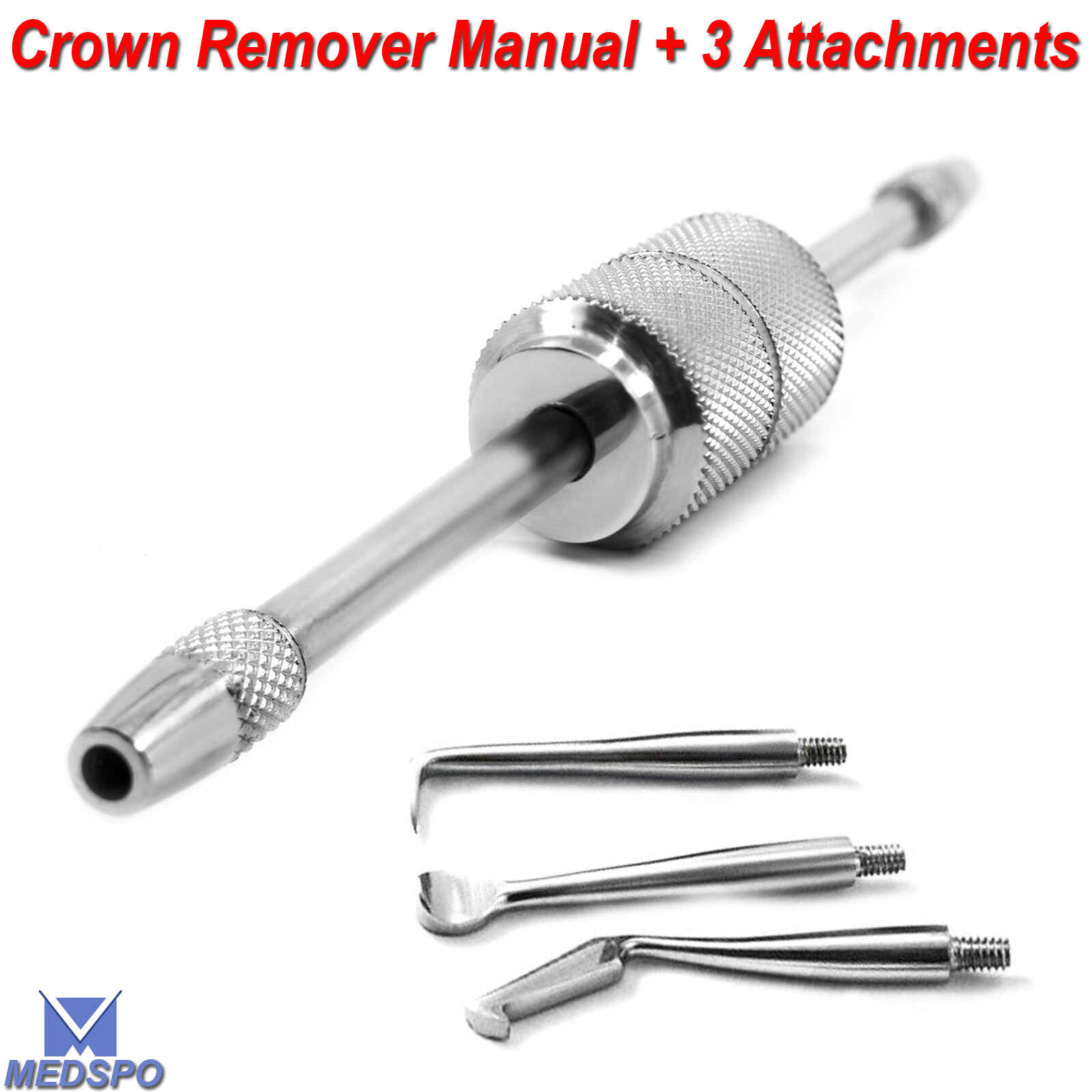 Dental Manual Crown Remover Surgical Instruments Gun with 3 Attachments