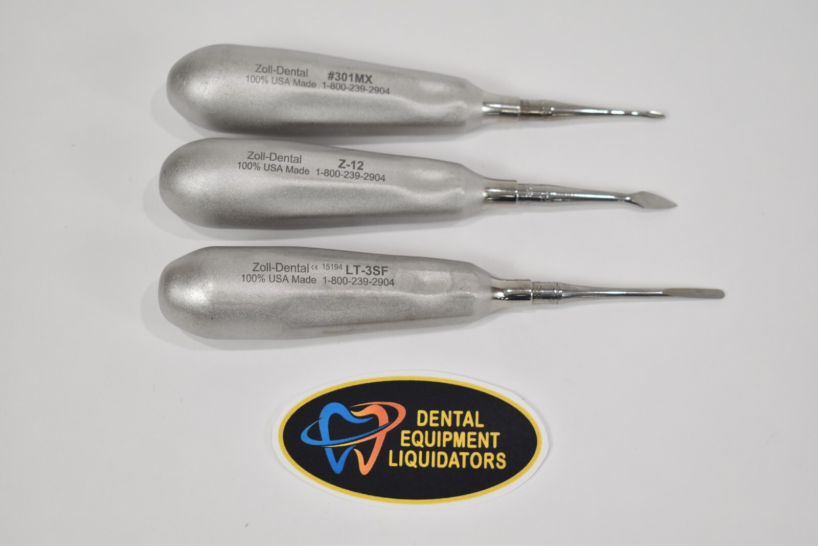 3 Dentist Surgical Elevators ZOLL DENTAL #LT-3S, #Z-12 & #301MX -EXCELLENT COND.
