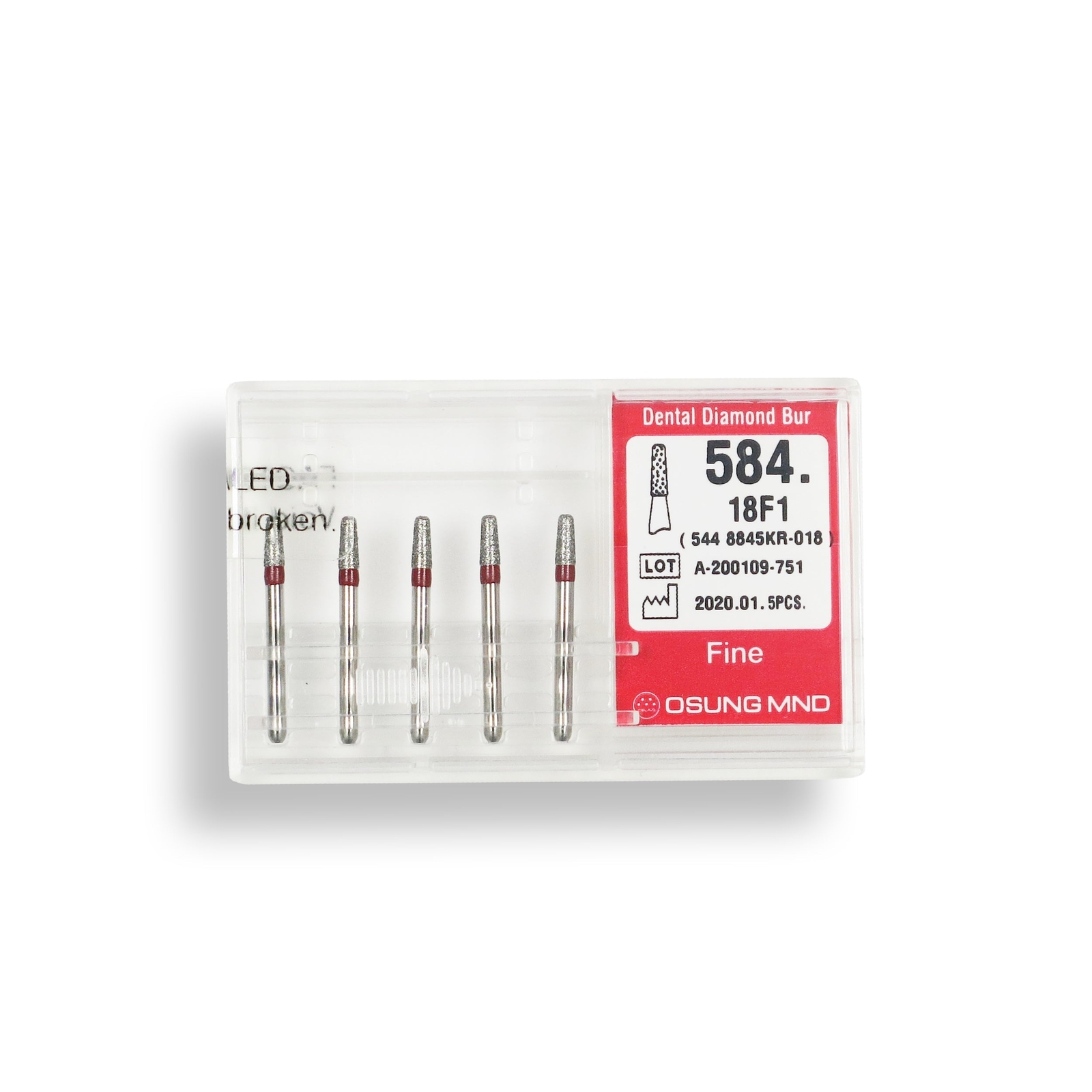 Conical,Round Edge 1.8 mm Dia Fine Grit Diamond Bur 5/Pack [1715-584.18F1]