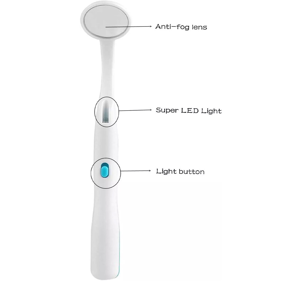Dental Mouth Mirror With LED Light Reflector Odontoscope Teeth Inspection Blue F