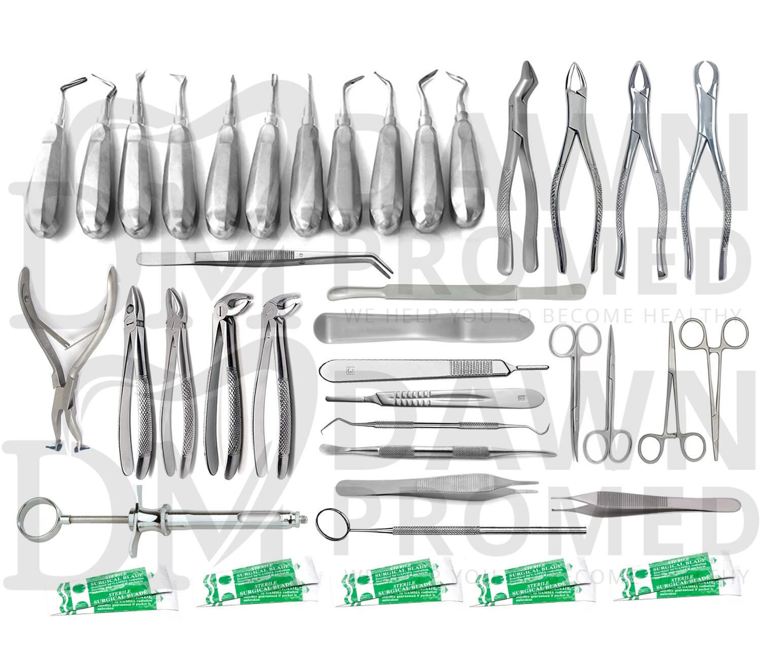 German Grade 140 Pcs Oral Dental Surgery Extracting Elevator Forceps & Blade Set