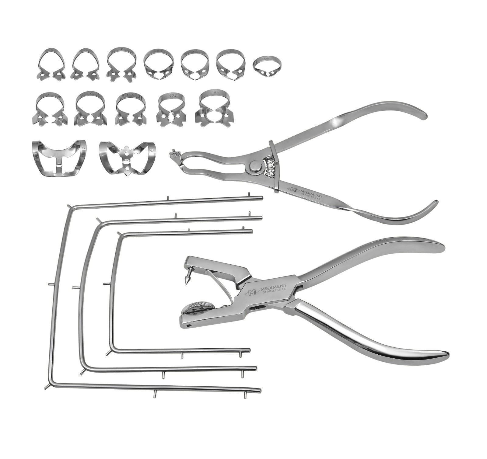 Dental Rubber Dam Kit Clamp Forceps Brewer Ainsworth Punch Plier Clamps & Frames