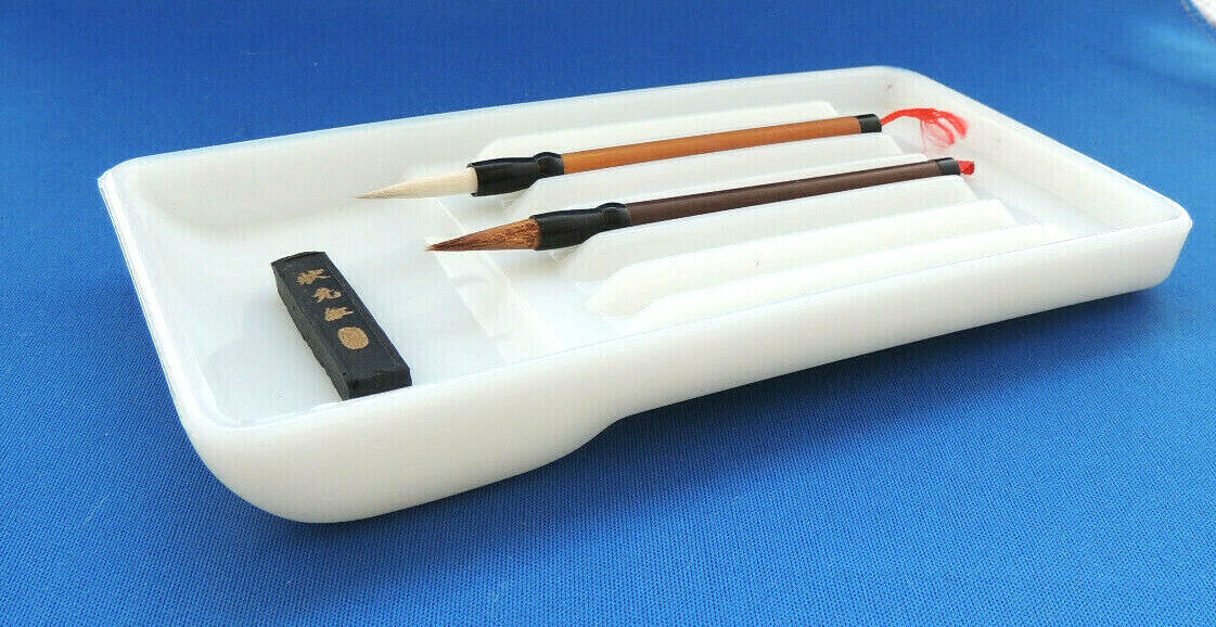 White Milk Glass Dental Tool/Pen/Desk Trays American Cabinet Co. Vintage