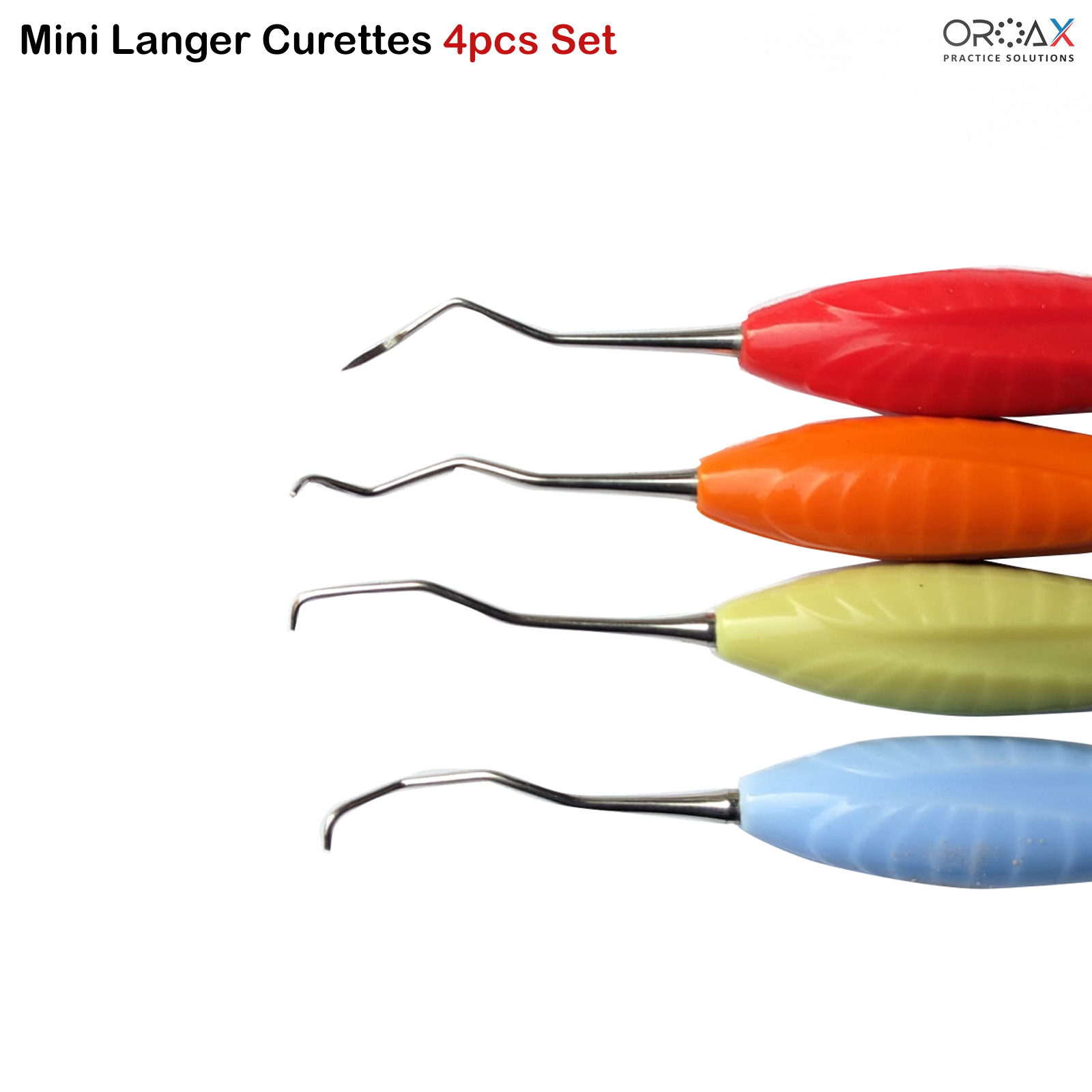 4Pcs Dental Mini Langer Curette Set Professional Tartar Remover & Scaling Tool