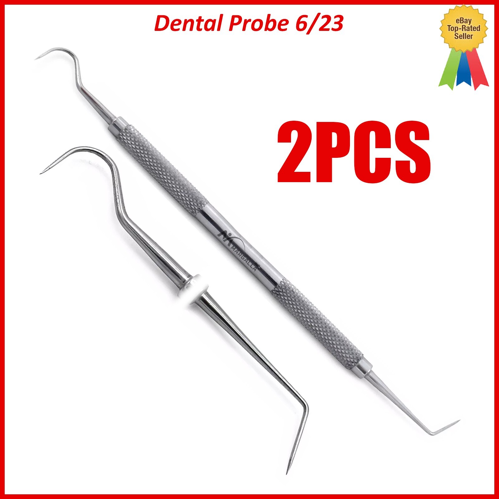 Dental Probe 6/23 Dental Examination Dentist Pick Tools Double Ended 2Pcs