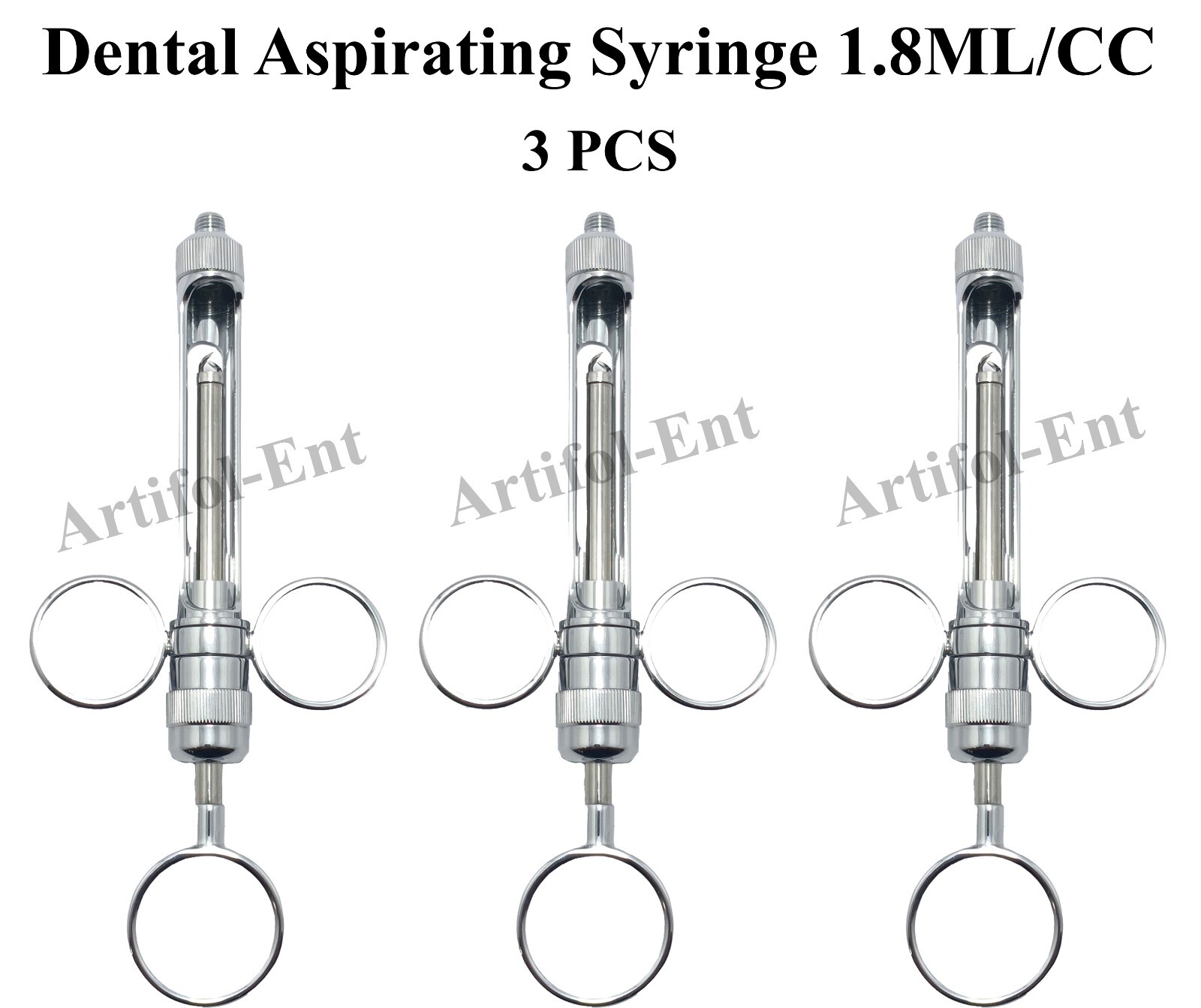 Dental Anesthetic Self Aspirating Cartridge Syringe 1.8ML/CC Three Ring 3 Pcs