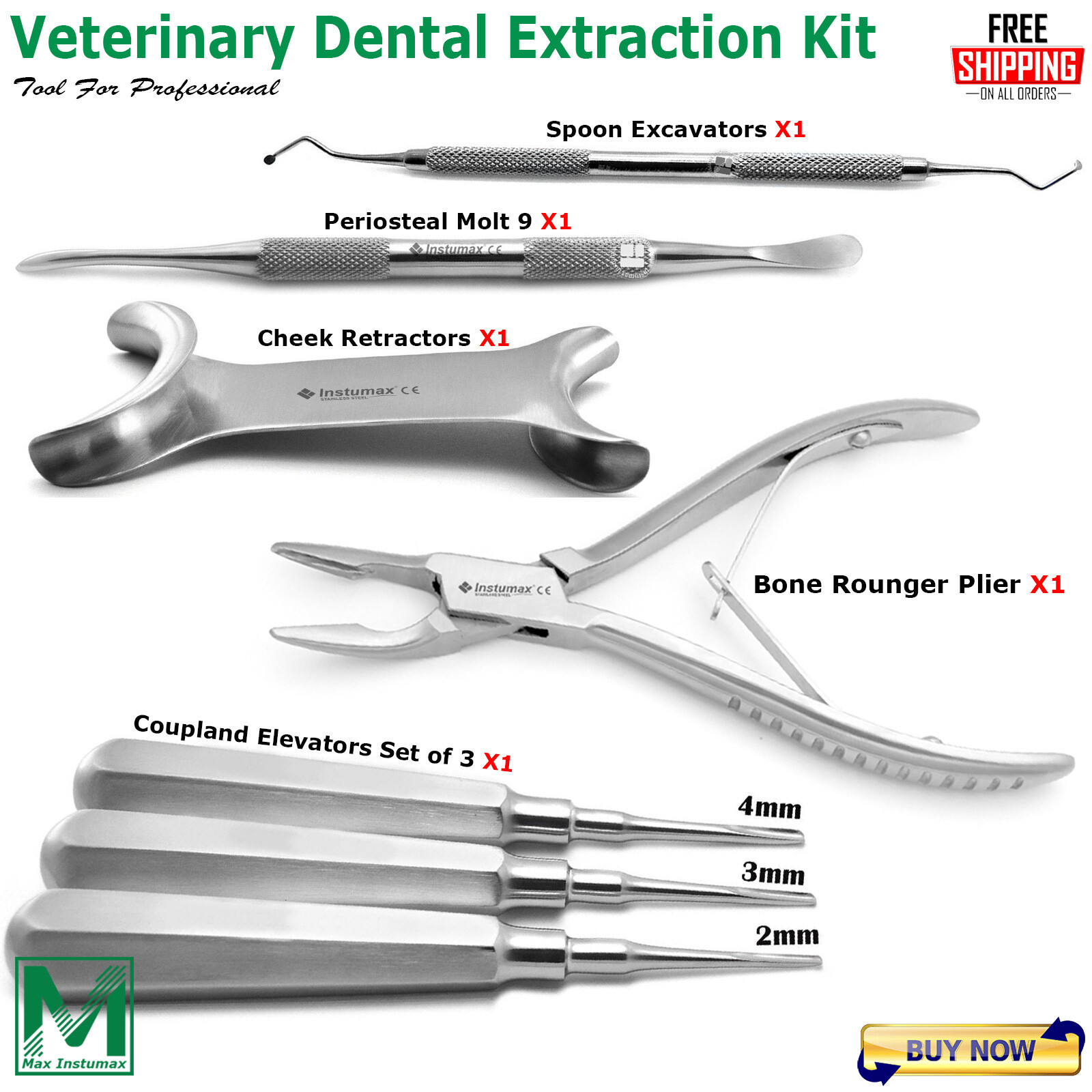 Basic Veterinary Tooth Extraction Kit Small Animal Teeth Extracting Instruments