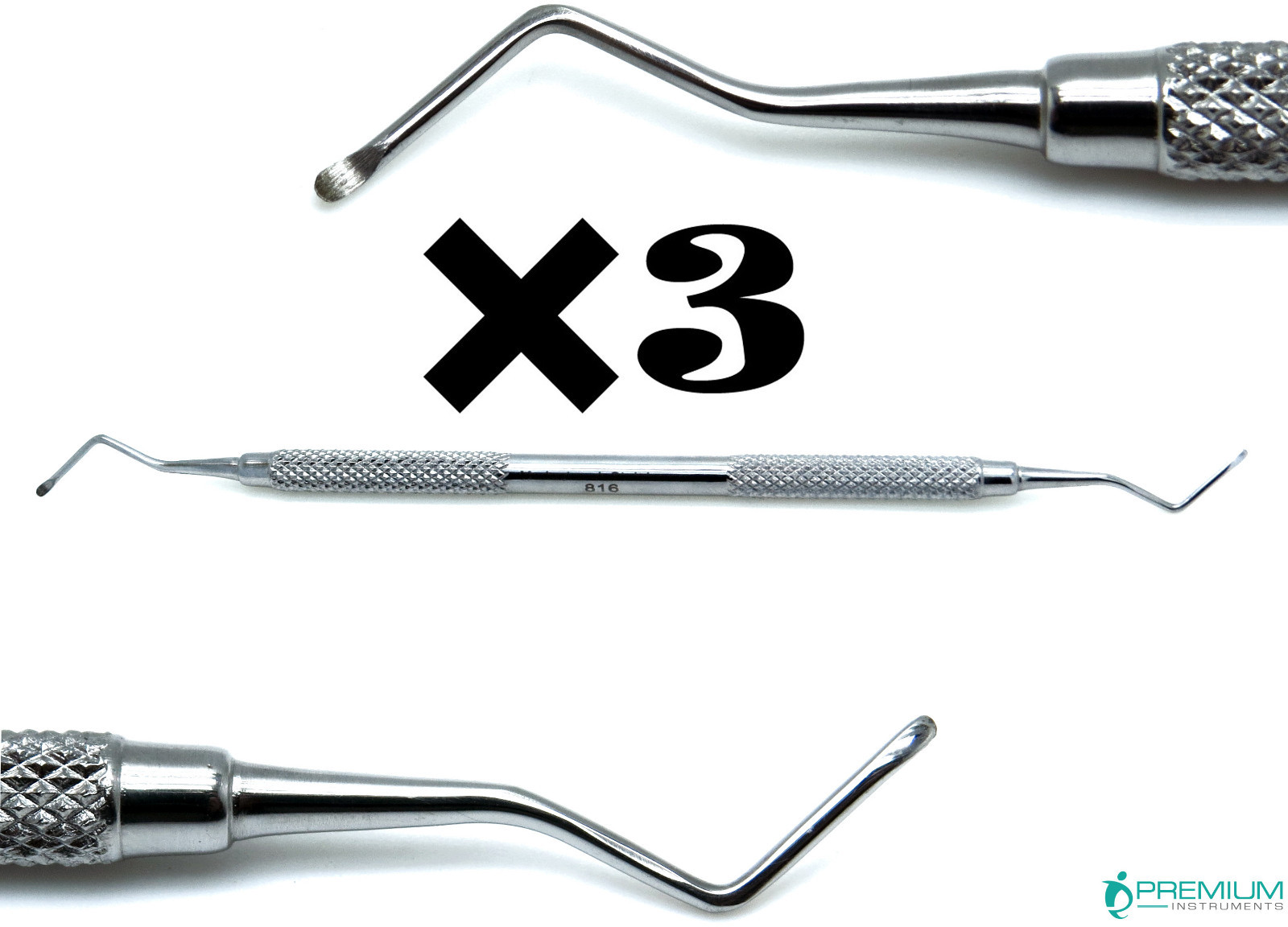 3× Dental Excavator 816-B, Restorative Double Ended Endo Spoon 1.4mm UPGRADED