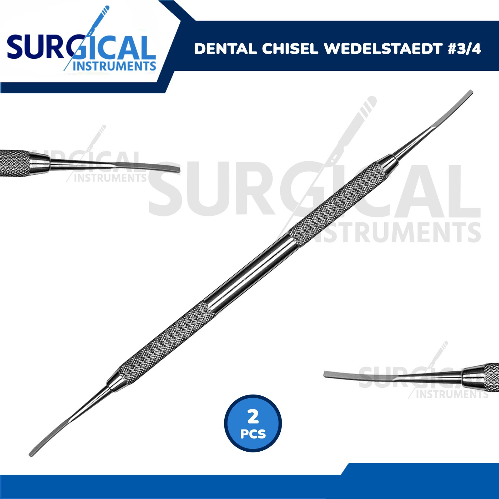 2 Pcs Dental Chisel Wedelstaedt #3/4 Dentist, Dental, Surgical German Grade