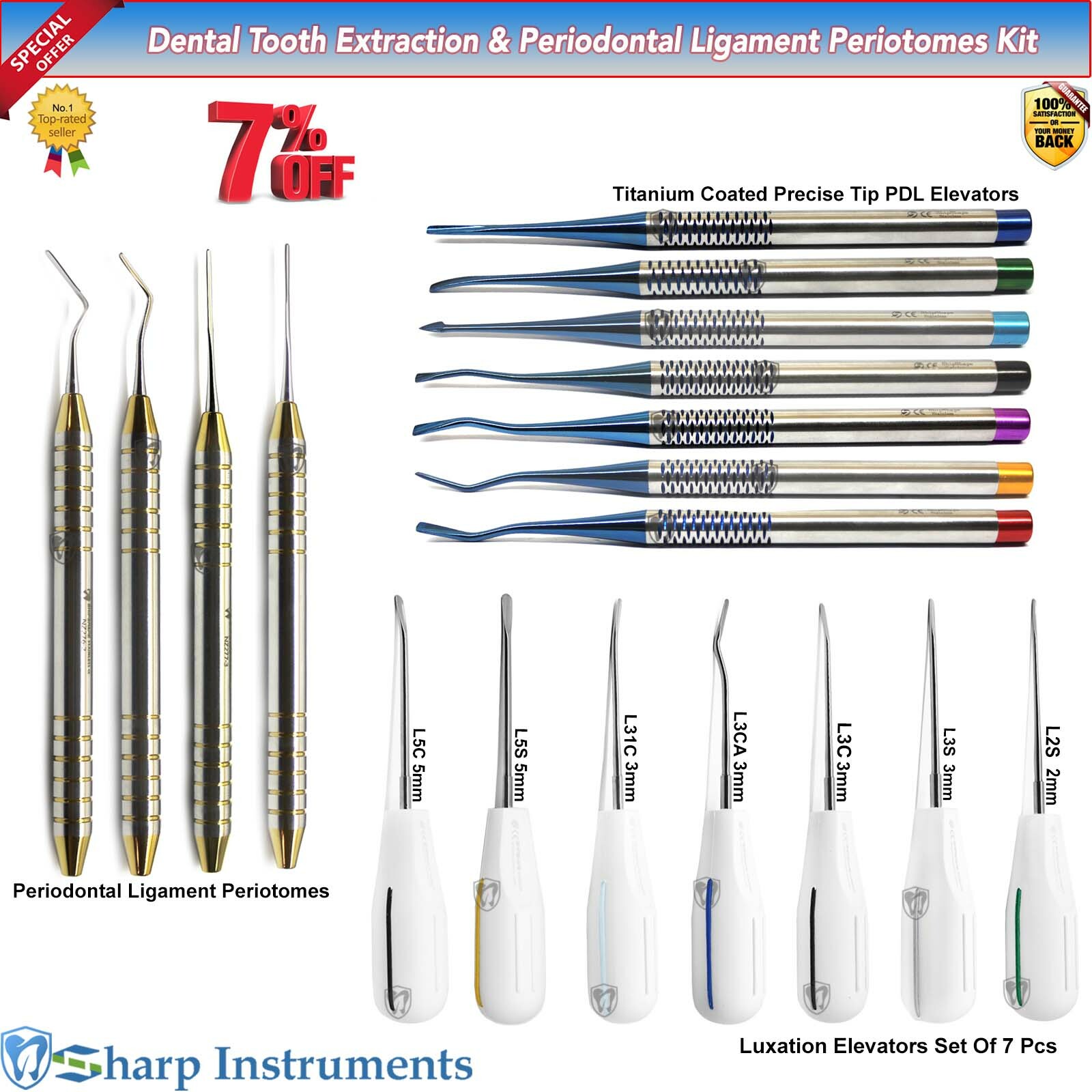 Luxating Elevators Kit PDL Scalers Periotomes Dental Atraumatic Extraction CE