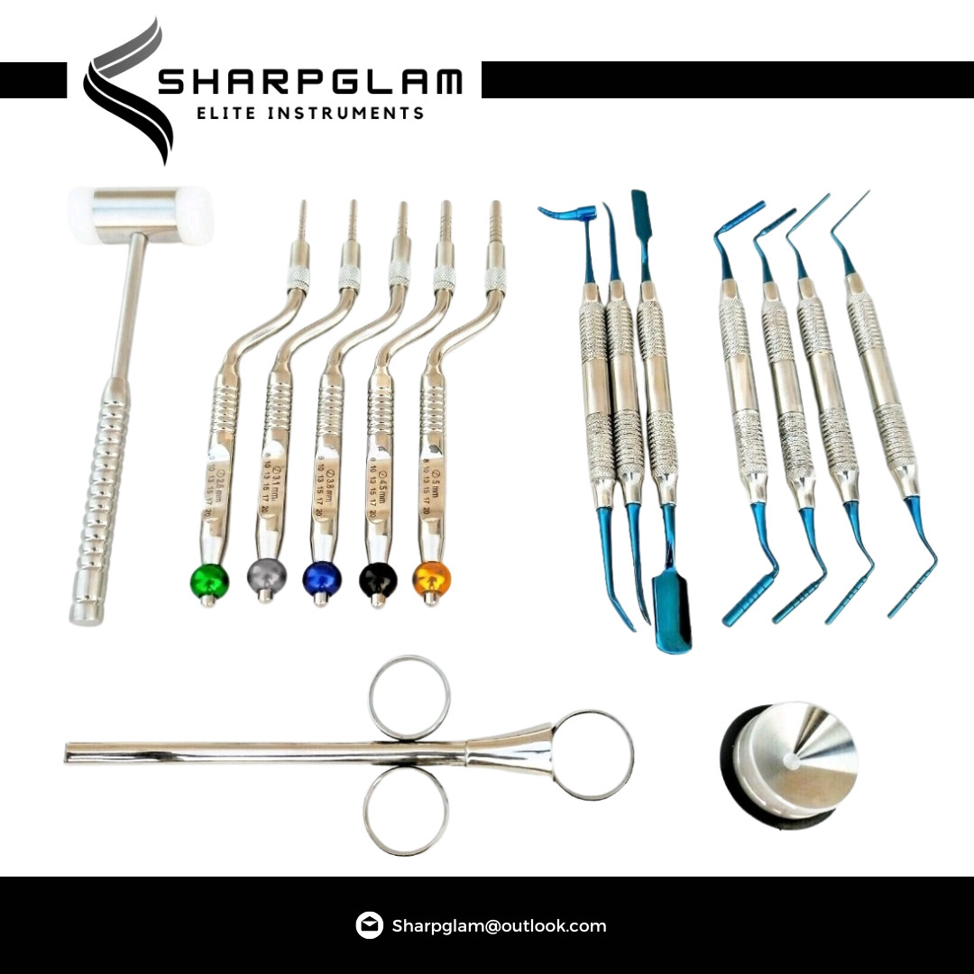 Sharpglam Dental Implant Surgery Kit Sinus Lift Osteotome Bone Graft Mallet CE
