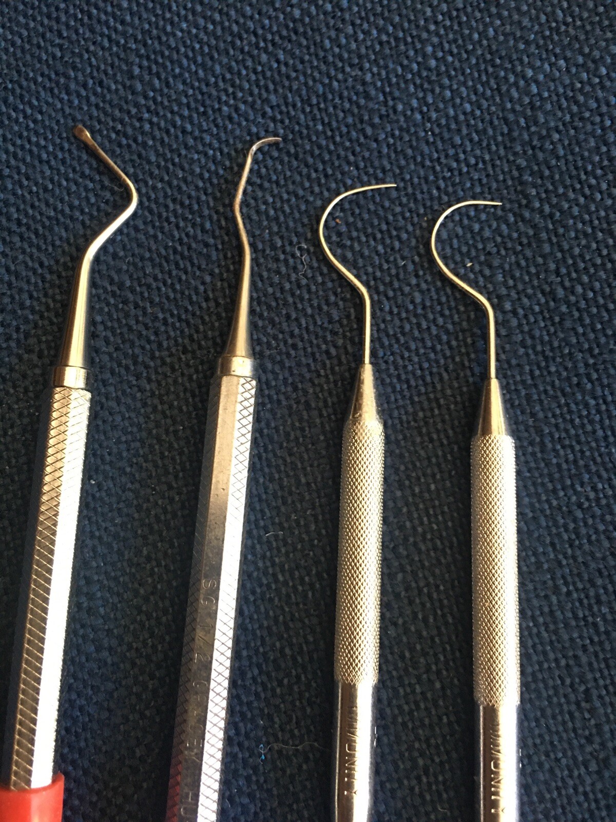 Lot of 4 Hu-Friedy Used Dental Instruments Carver FO10/11, SG 1/2 Gracey And 23