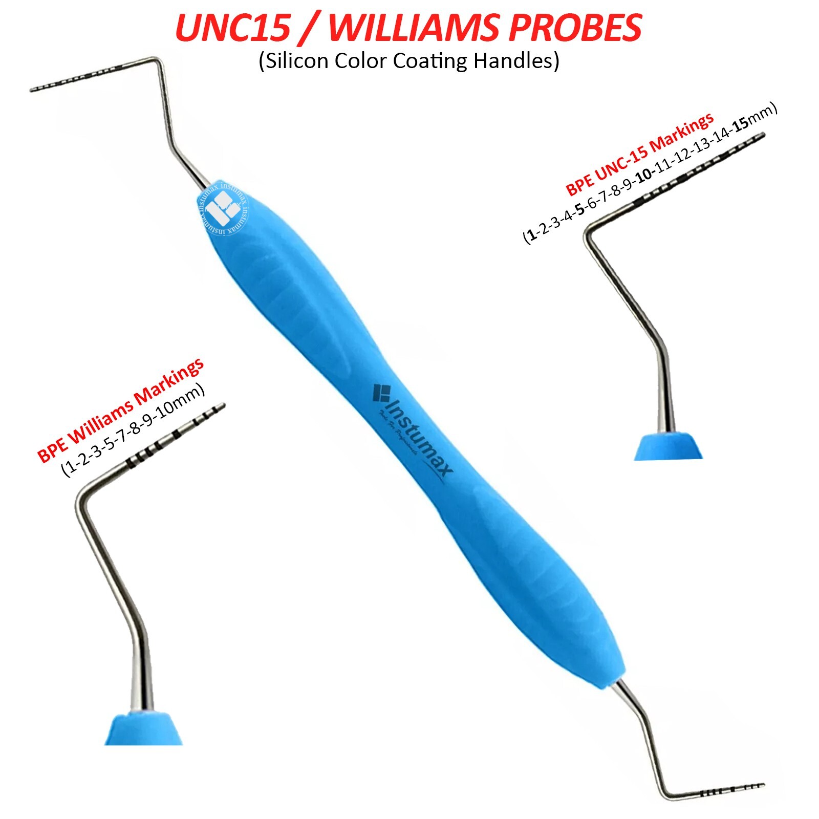 Dental Perio Probe – Double-Ended UNC-15/WHO Ball End Silicone Grip for Comfort