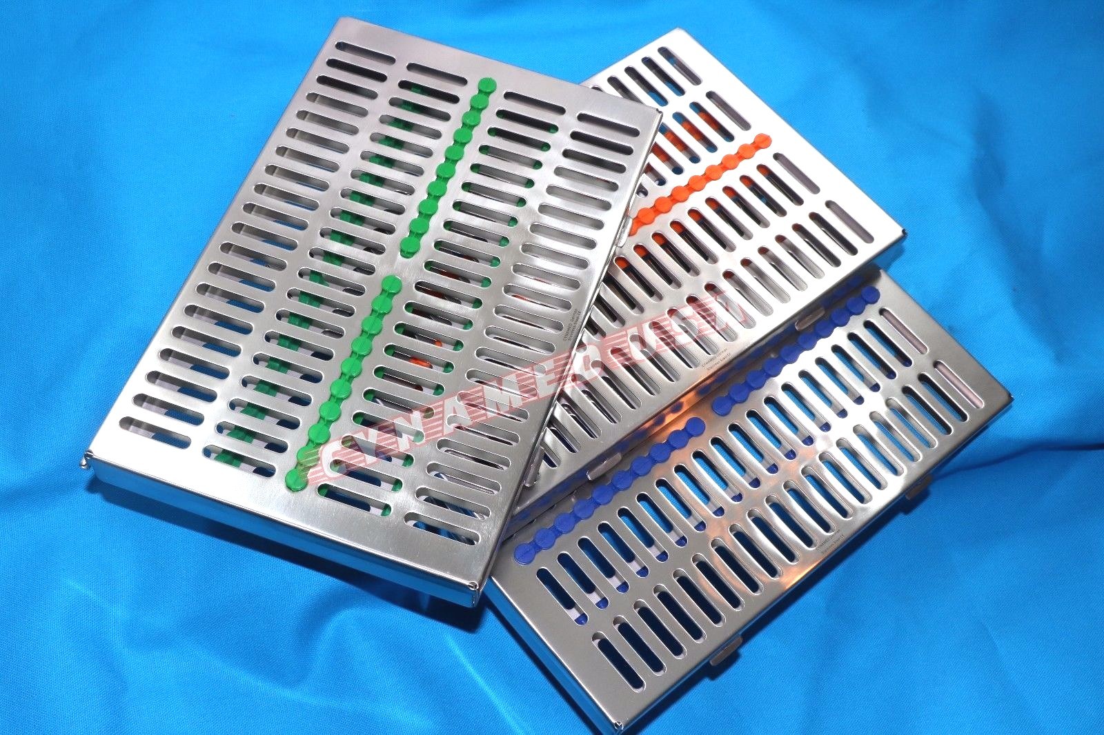 3 DENTAL GERMAN AUTOCLAVE STERILIZATION CASSETTE RACK BOX TRAY FOR 20 INSTRUMENT