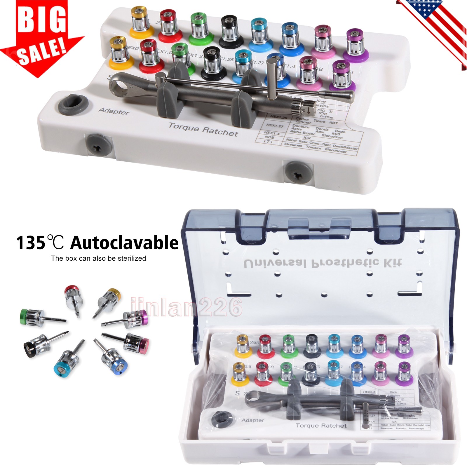 Universal Dental Implant Prosthetic Kit Torque Wrench Screw Drivers Remover +Box