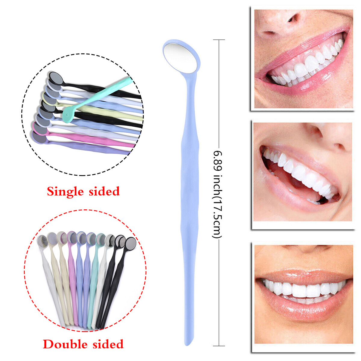 Dental Mouth Mirrors Plastic Reflector Anti-fog Mirrors Single Side Color Mixed