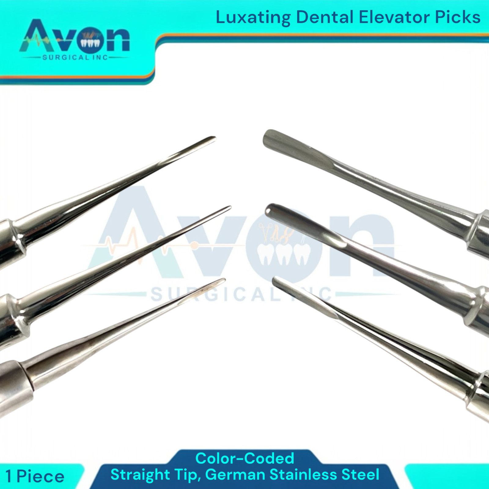 Root Extraction Luxating Elevator, Straight Tip, Gold Color Hollow Handle, 1 Ct