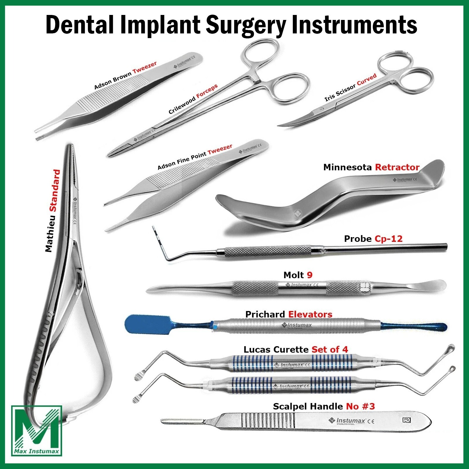 Premium Dental Implant Surgery Instruments Kit Periodontal Scalpel BP Handle Set