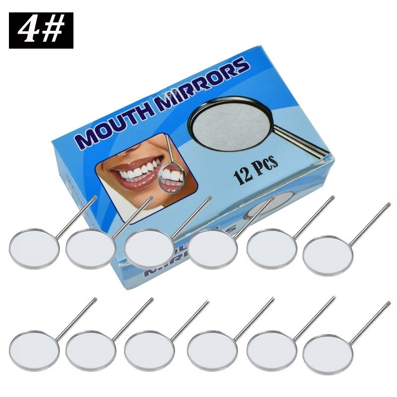 12Pcs/box Dental Mouth Mirror Head Stainless Steel Cone Socket #4 #5