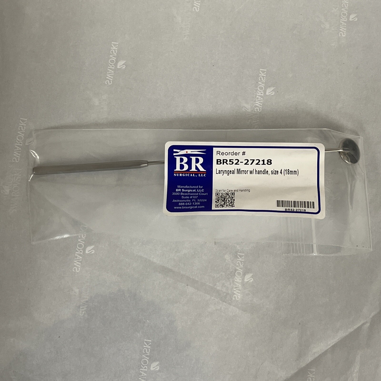 BR Surgical #BR52-27218 Laryngeal Mirror with Handle, Size 4 – 1 each