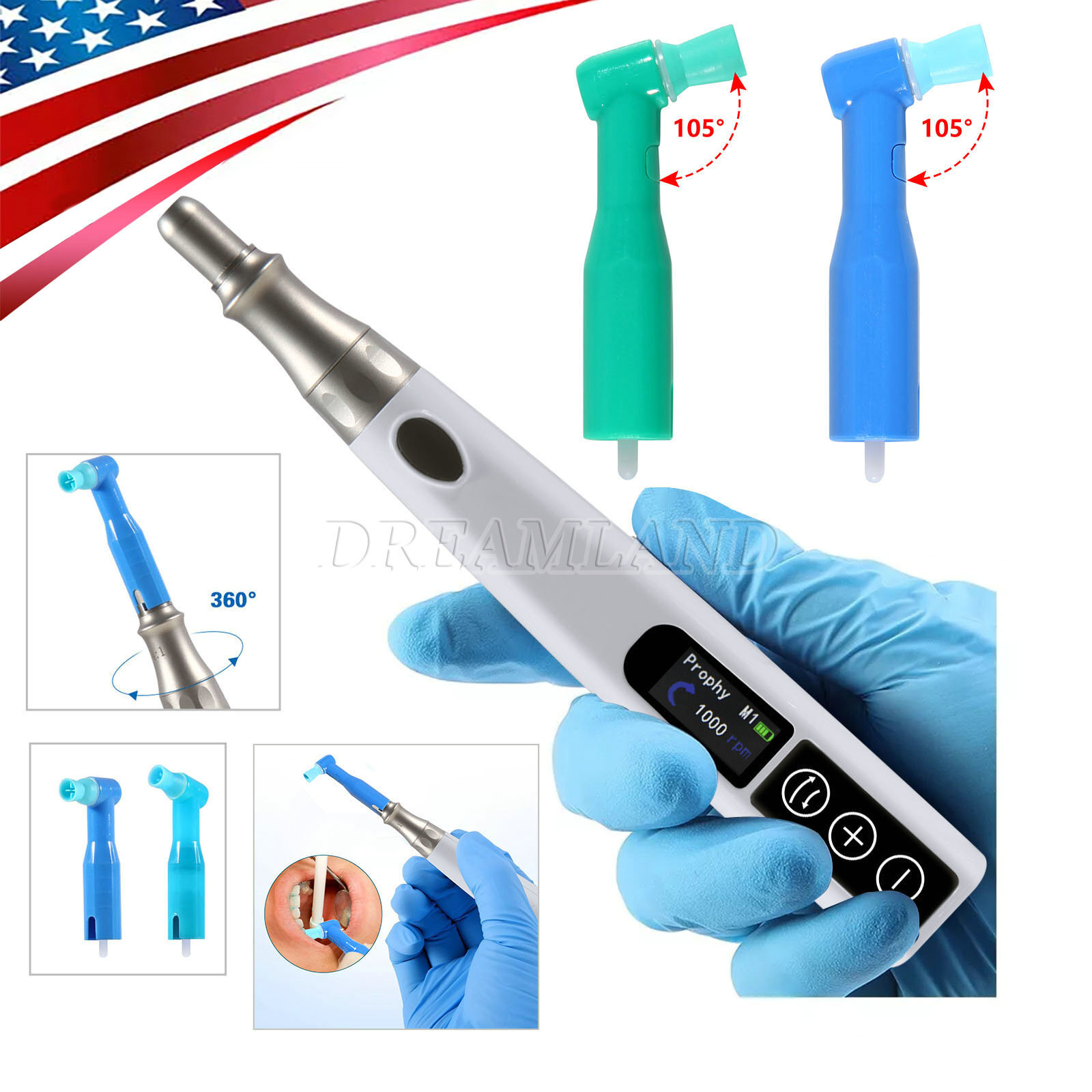 Dental Cordless Hygiene Prophy Handpiece Wireless/100 disposable prophy angles