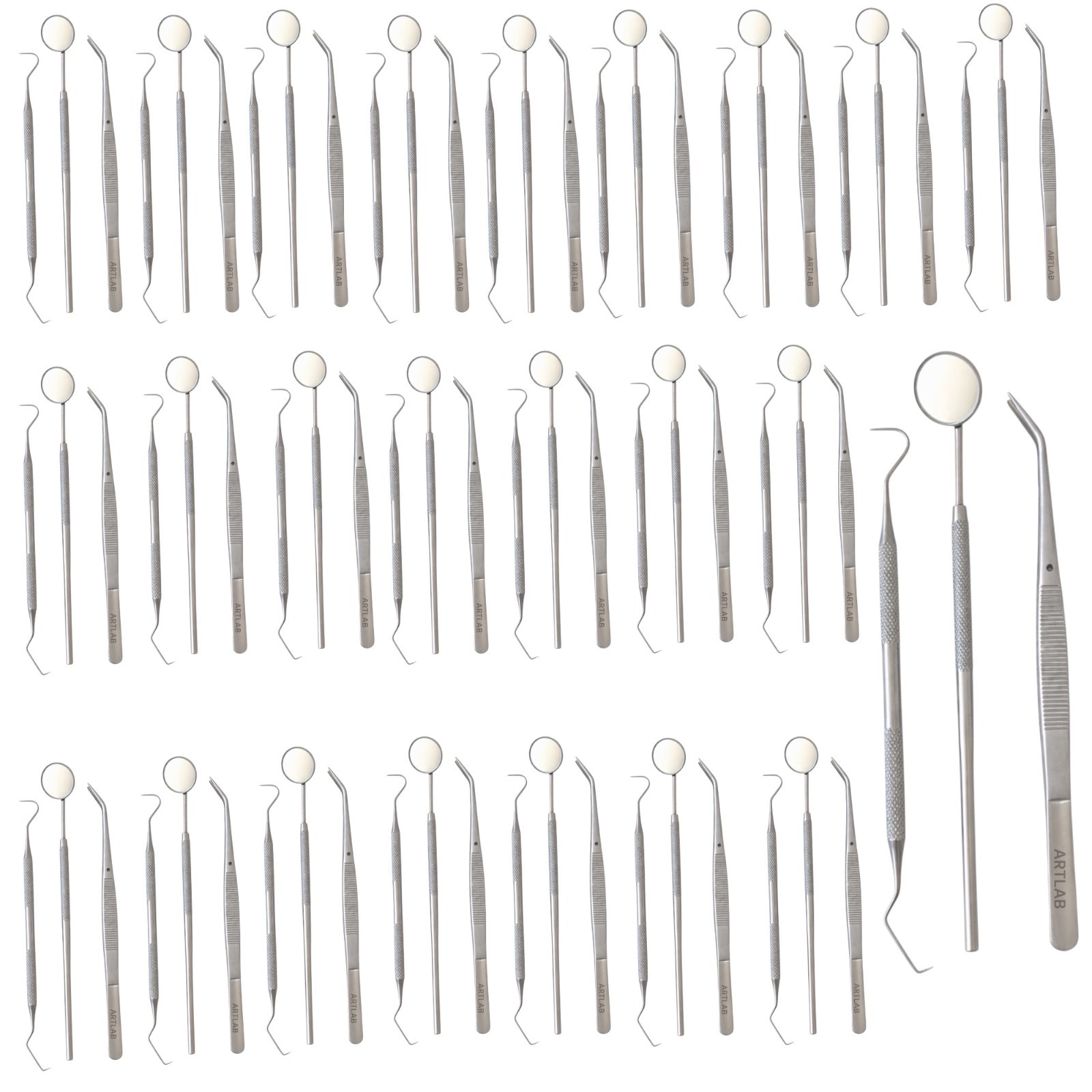 GERMAN 90 Instruments Basic Dental Set Mirror Explorer Probe Pliers (30 OF EACH)